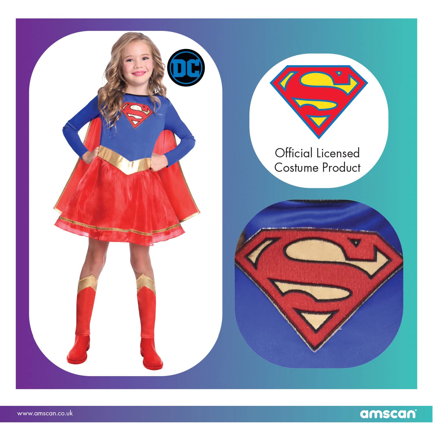 amscan Warner Bros. DC Comics Supergirl Classic Fancy Dress Costume - Kids 2