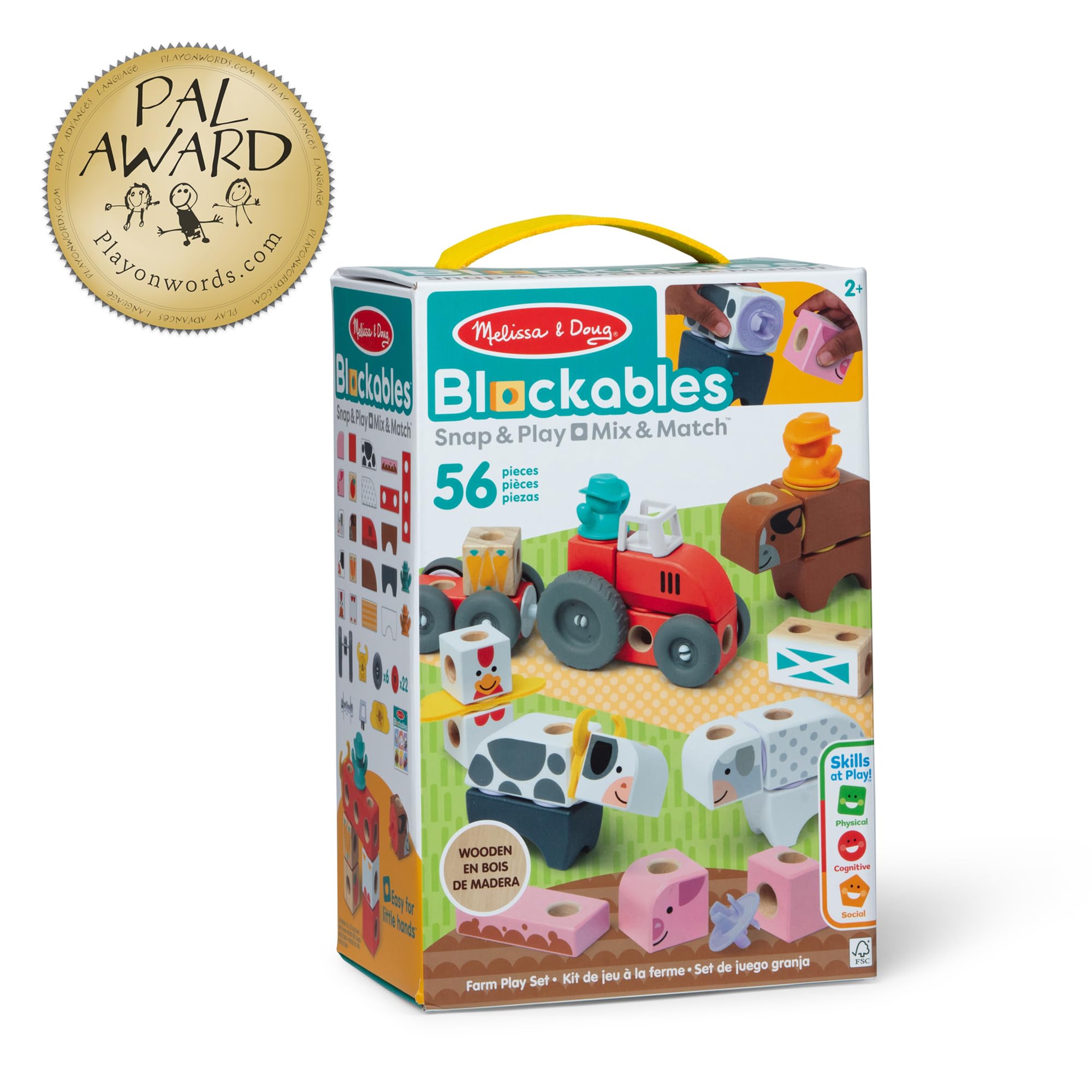Melissa & Doug Blockables Farm Snap And Play Connectable Wooden Blocks Set for Ages 2+ 6