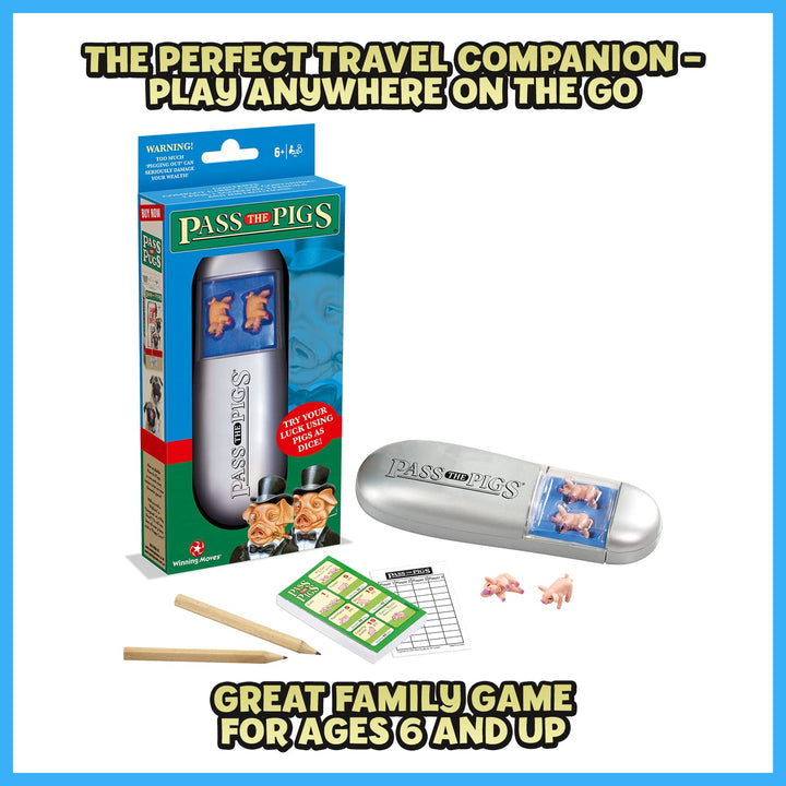 PASS THE PIGS Dice Game - Classic Party & Travel Game with 2 Pigs, Rulebook, Scorecards & Pencils