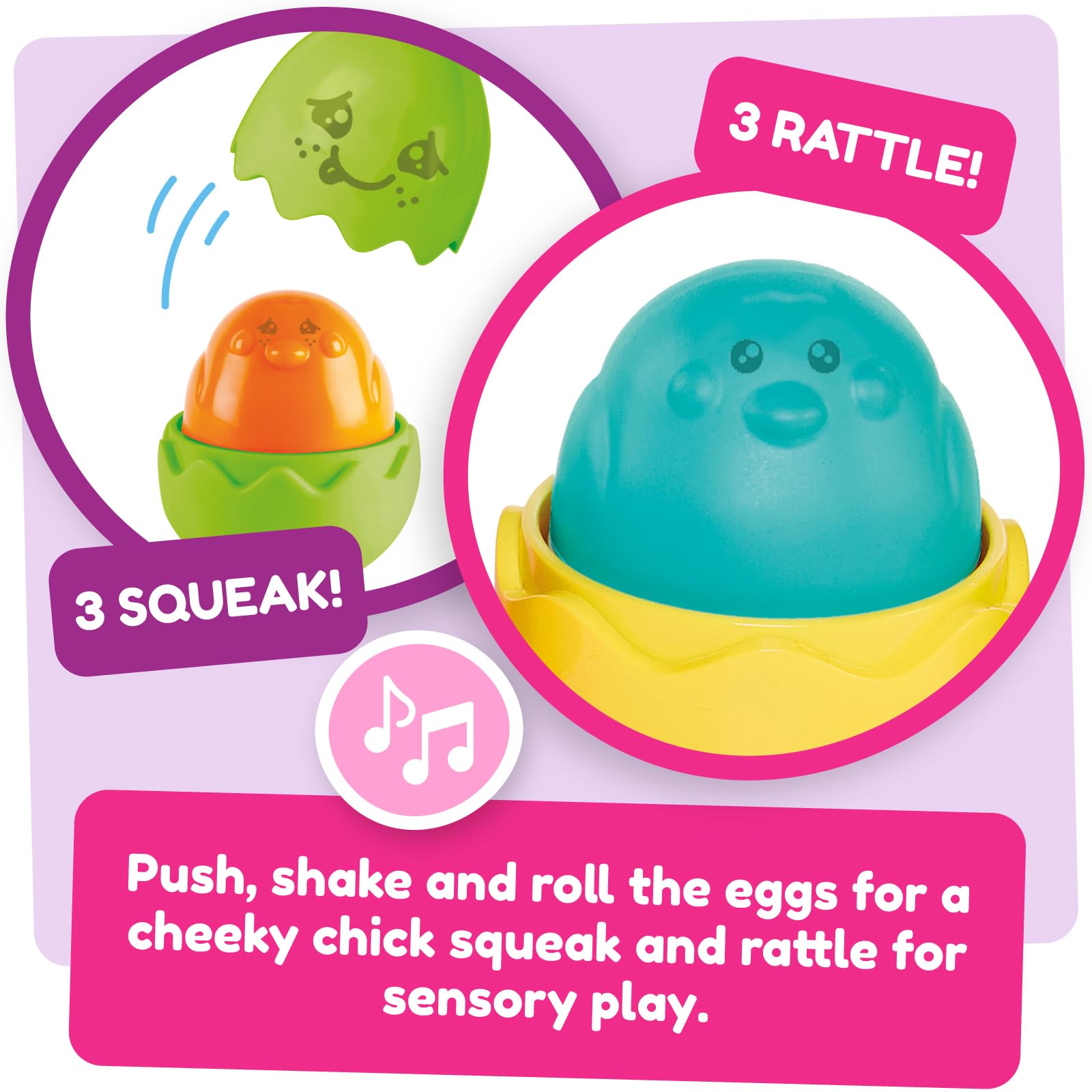 Toomies Hide & Squeak Bright Chicks - Shape Sorter & Color Matching Toy | Ages 6-36 Months 3