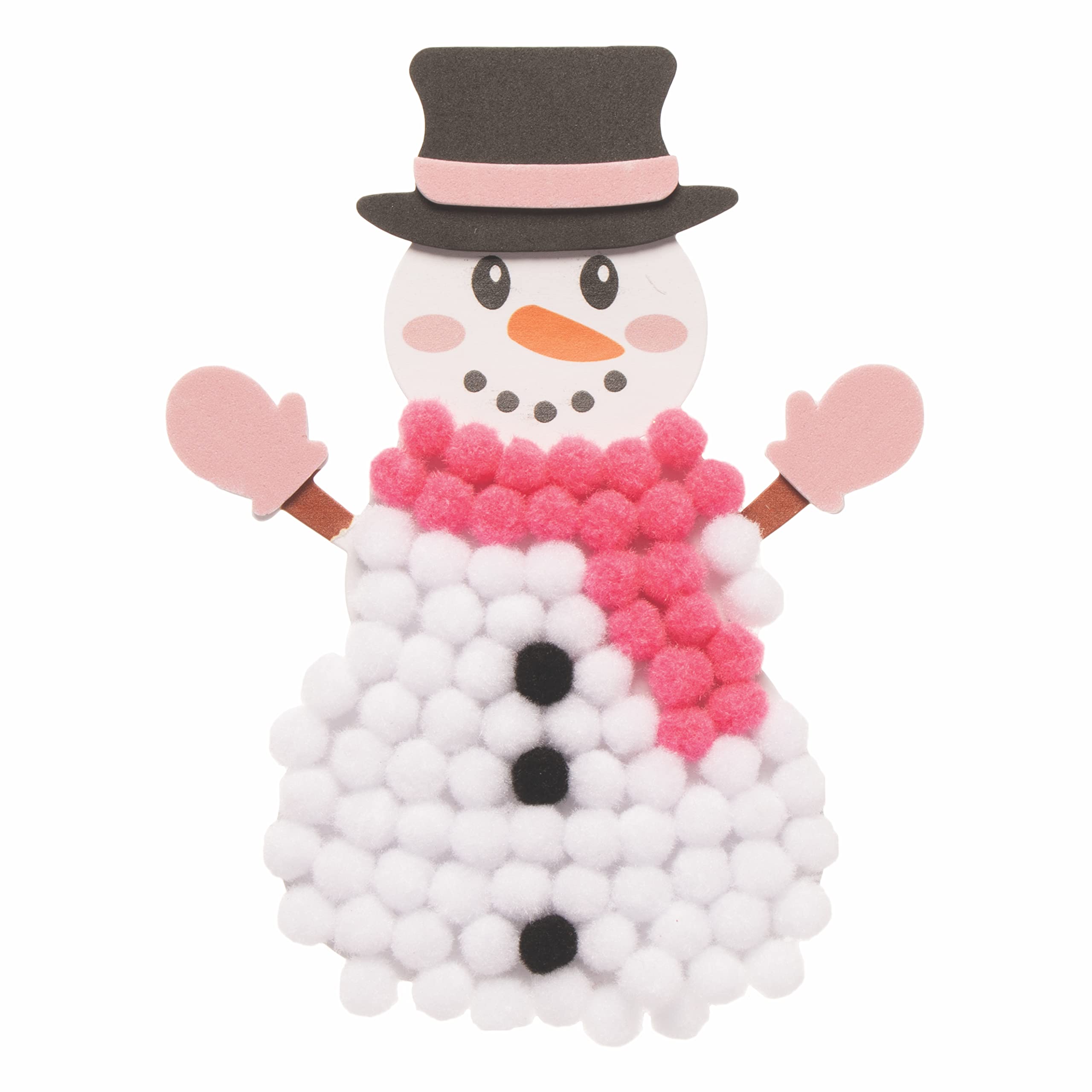 Baker Ross Snowman Pom Pom Art Kit - Pack of 5 Christmas Craft Kits for Kids 3