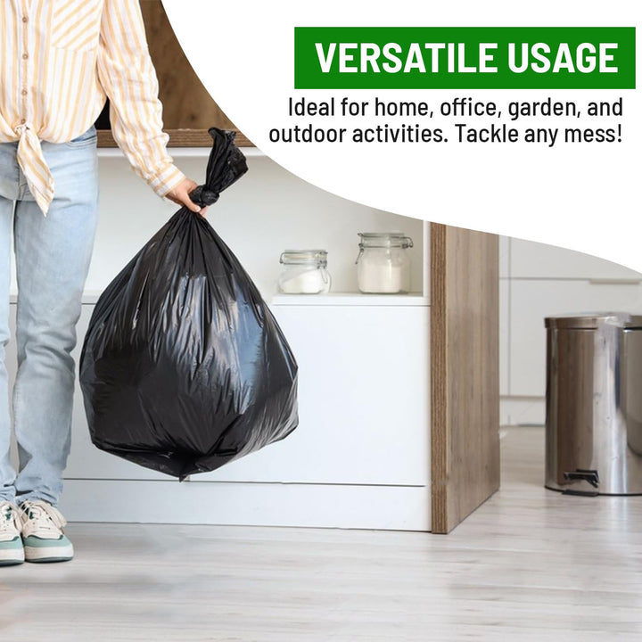 Delka Heavy Duty Black Bin Bags – 25 Micron Extra Strong Leak-Proof Garbage Liners – 25 Pack