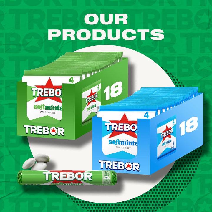 Trebor Softmints Peppermint Flavour, 44 Pack, Vegan & Vegetarian Friendly Chewy Mints with Crunchy Shell