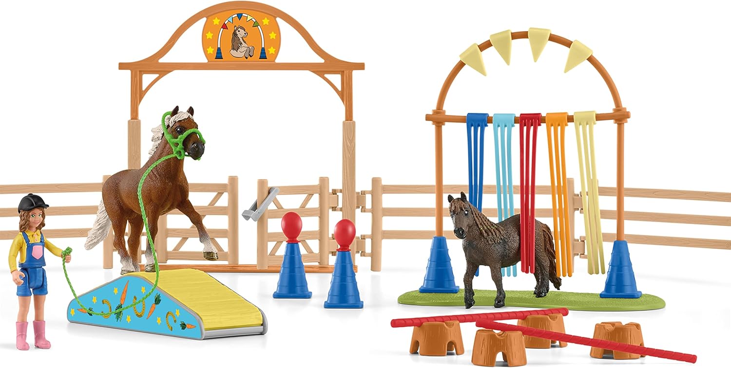 Schleich 42481 Pony Agility Training Playset - Farm World Animal Figures for Kids 3+ 1