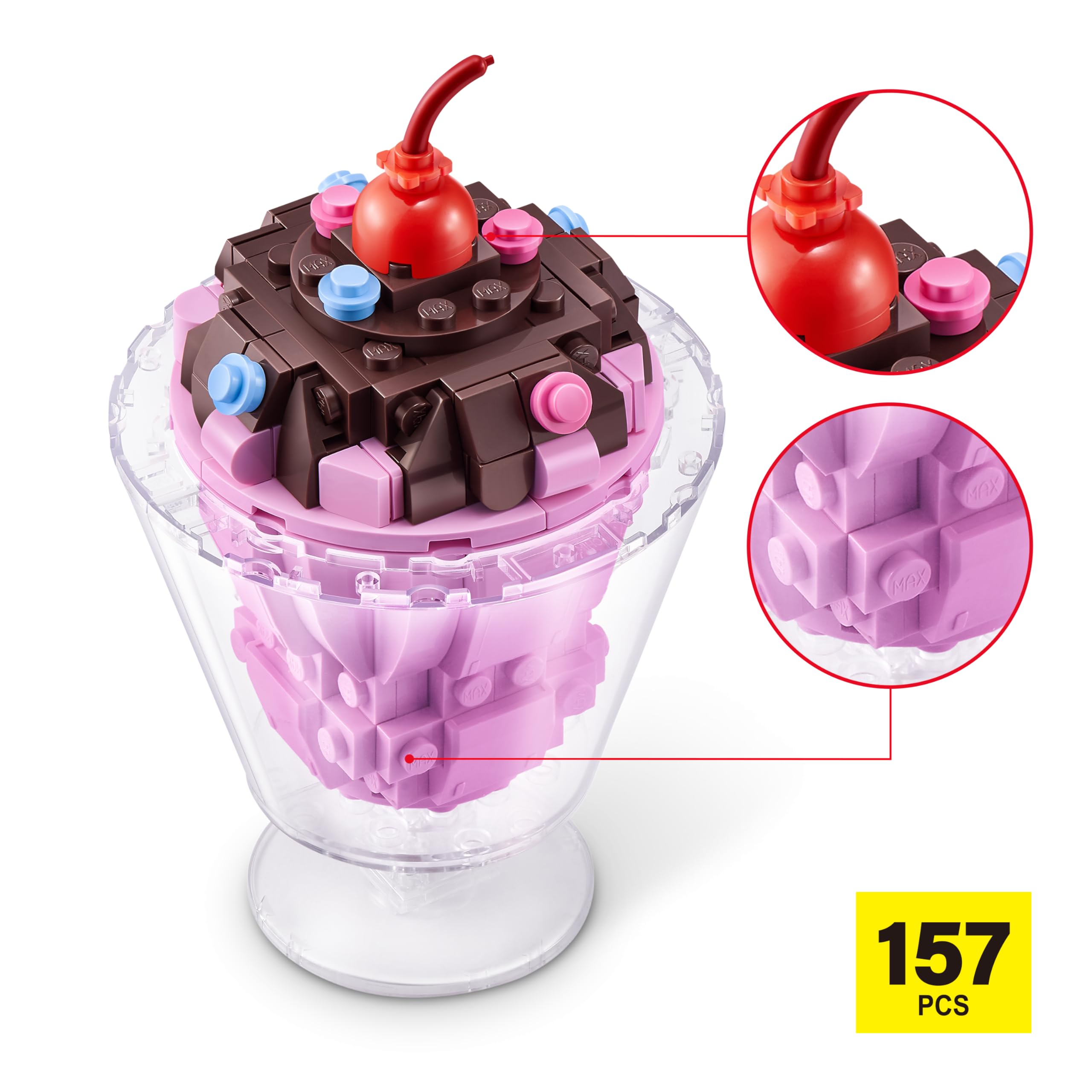 MAX Premium Snacks Building Bricks - Ice Cream Sundae Collectible Set for Ages 3+ 5