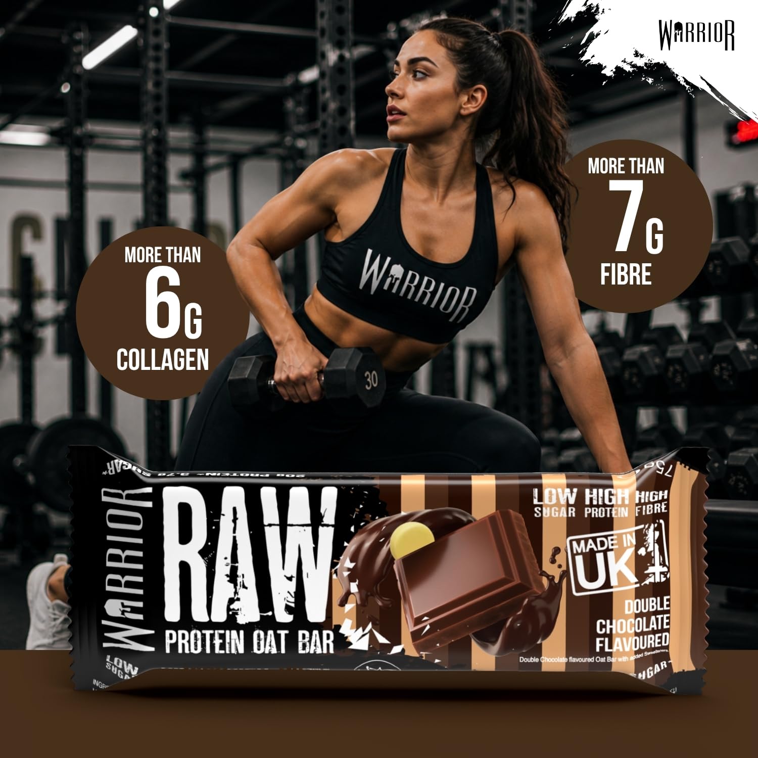 Warrior RAW Protein Bars - 20g High Protein, Low Sugar | Double Chocolate | 12 x 75g Pack 5