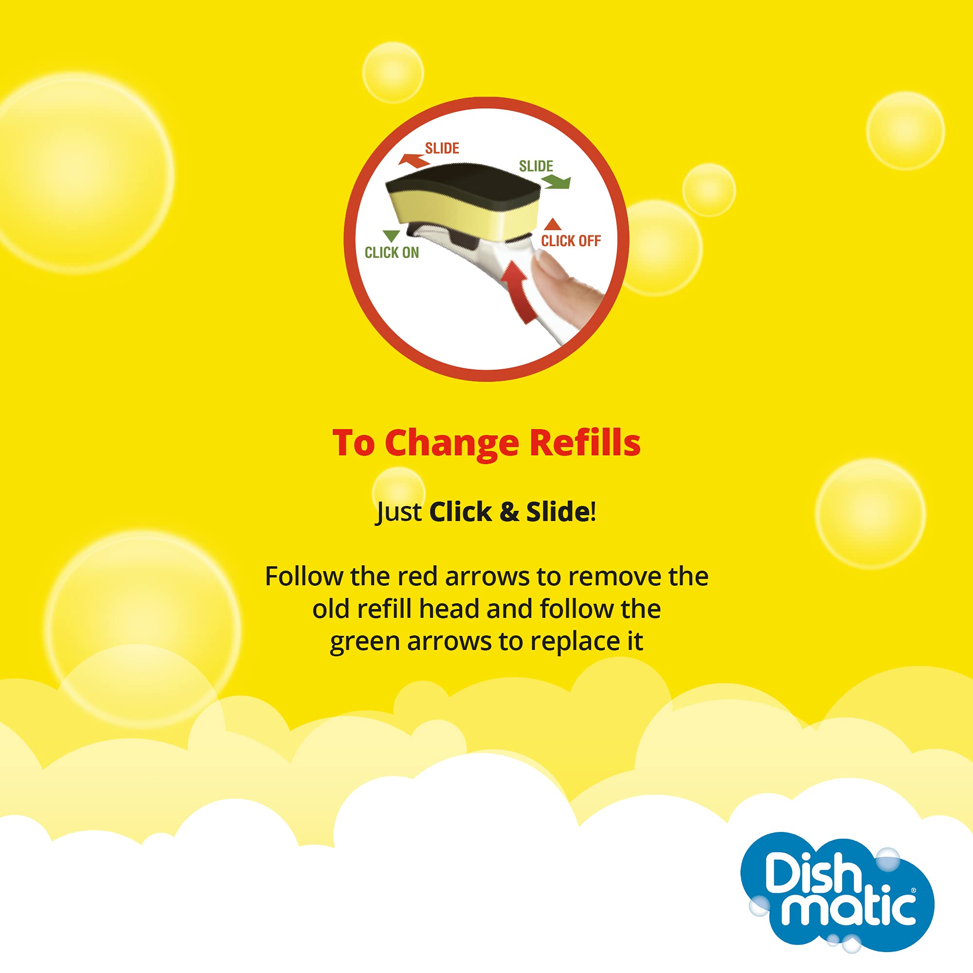 Dishmatic - Extra Heavy-Duty Washing-Up Sponge Refill Heads Black with Antibacterial Layer 2