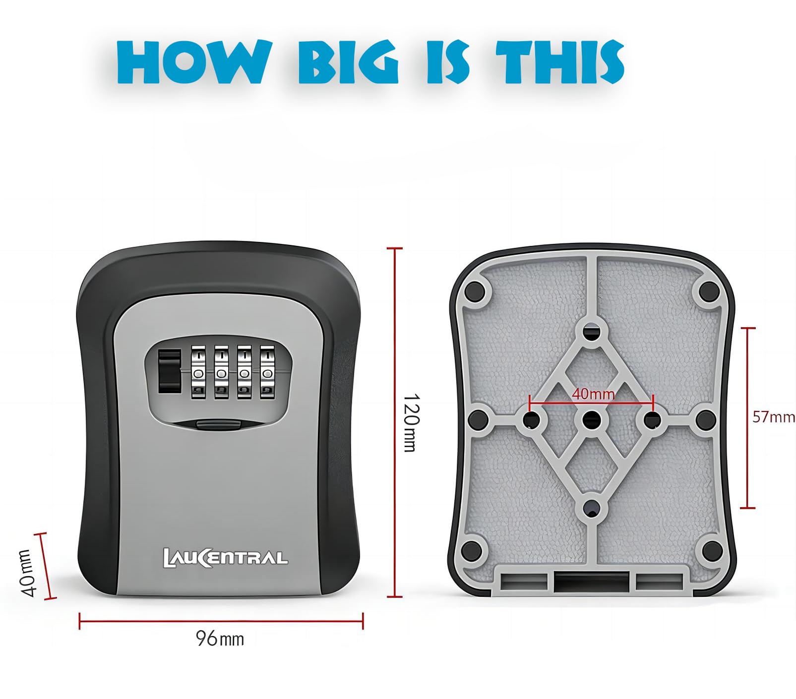 LauCentral Key Safe - 4-Digit Combination Lock | Weatherproof | Wall Mount 3