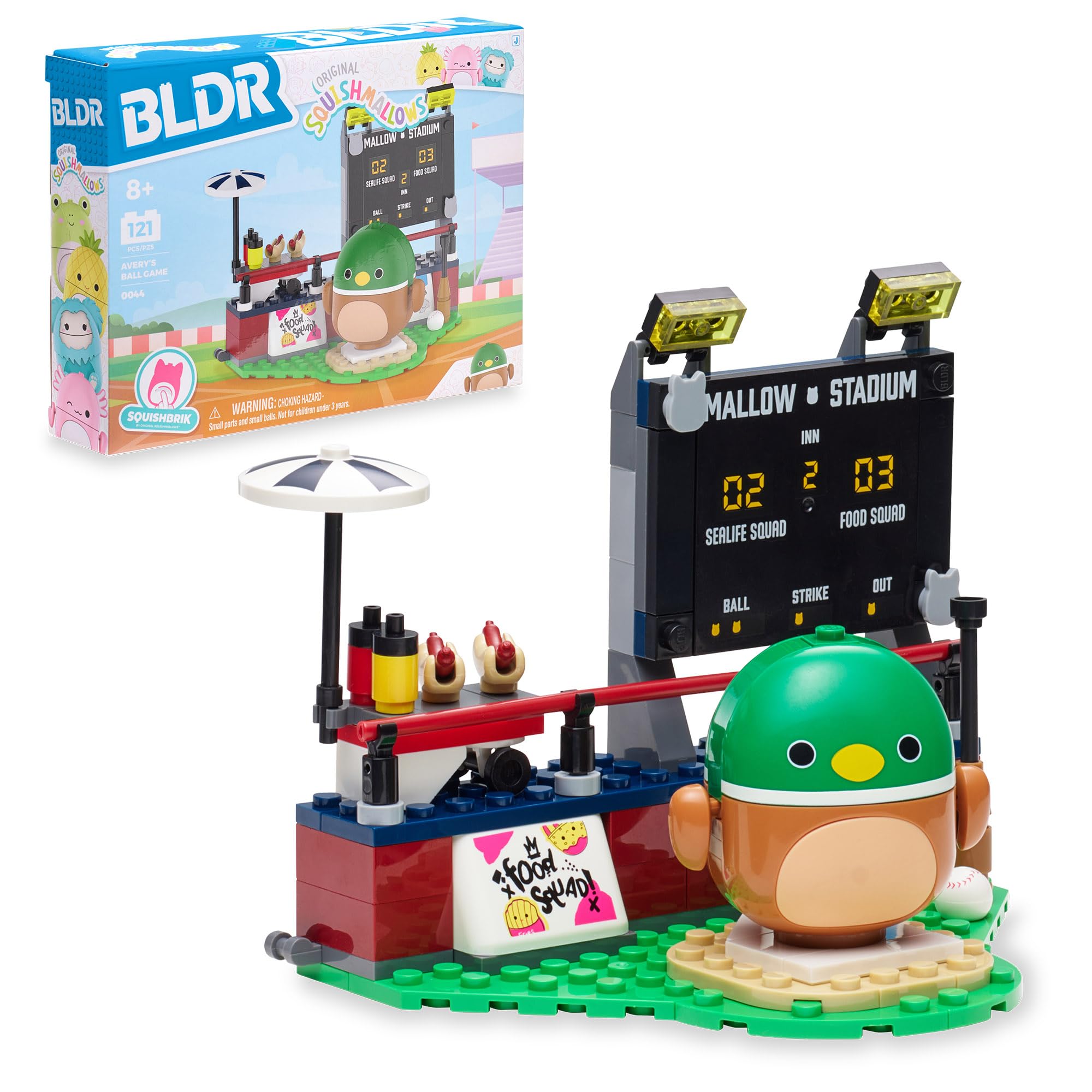 BLDR Squishmallows Avery’s Ball Game Building Set - 121-Piece Playset with Buildable Figure 1