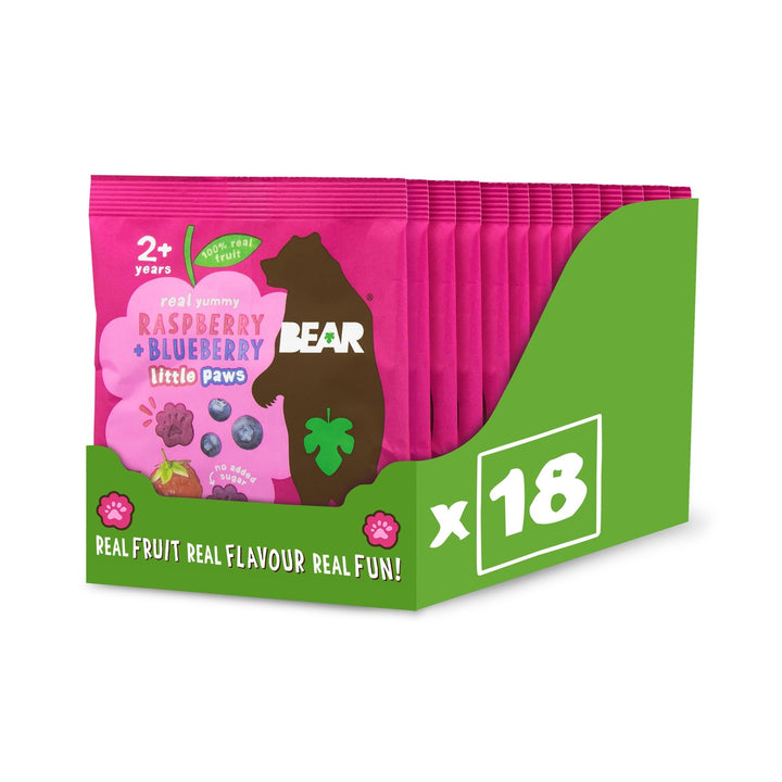 BEAR Raspberry & Blueberry Paws - Delicious Real Fruit - Suitable for 2+ ye
