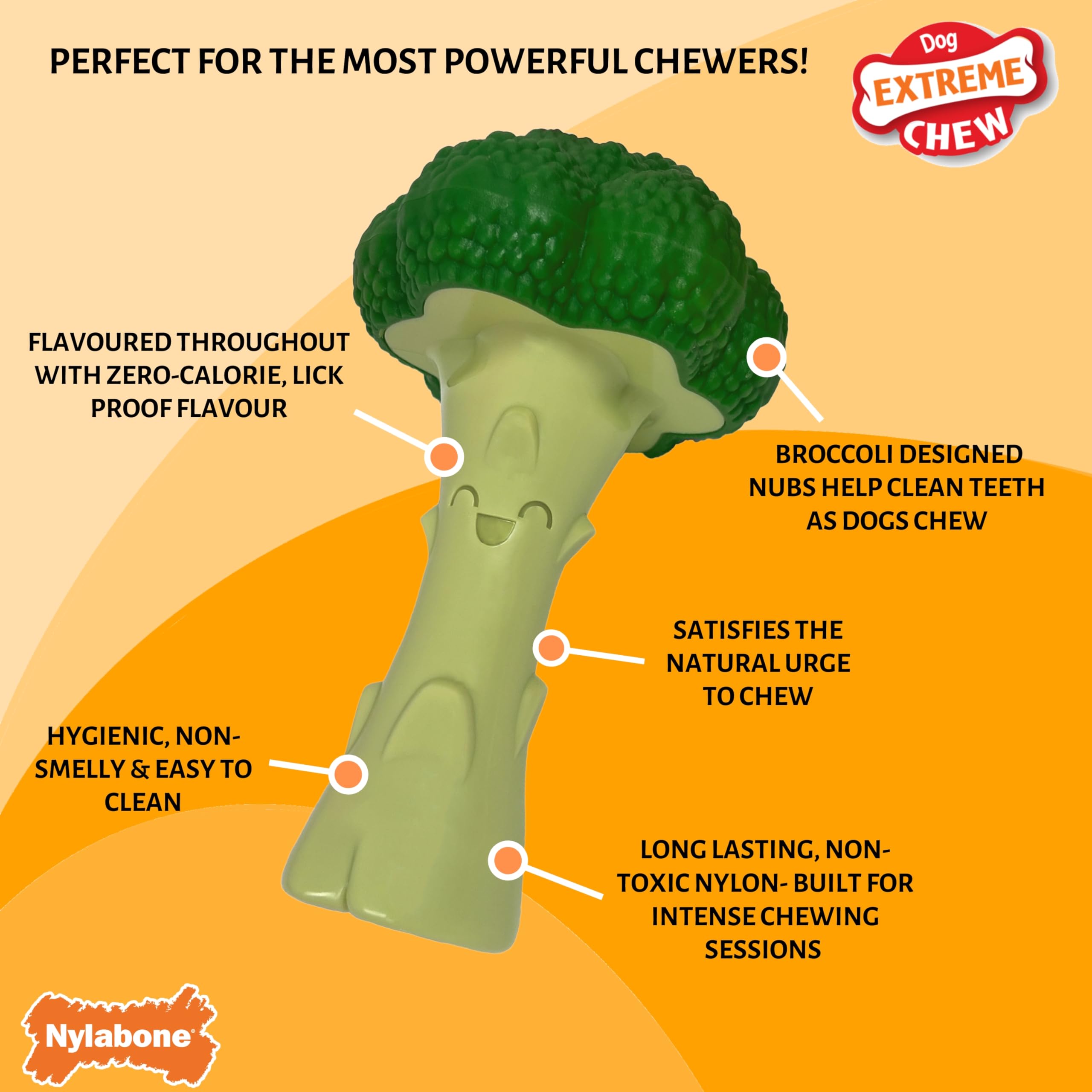 Nylabone Extreme Chewers Broccoli Dog Chew Toy - Bacon & Cheese Scent, Large 3