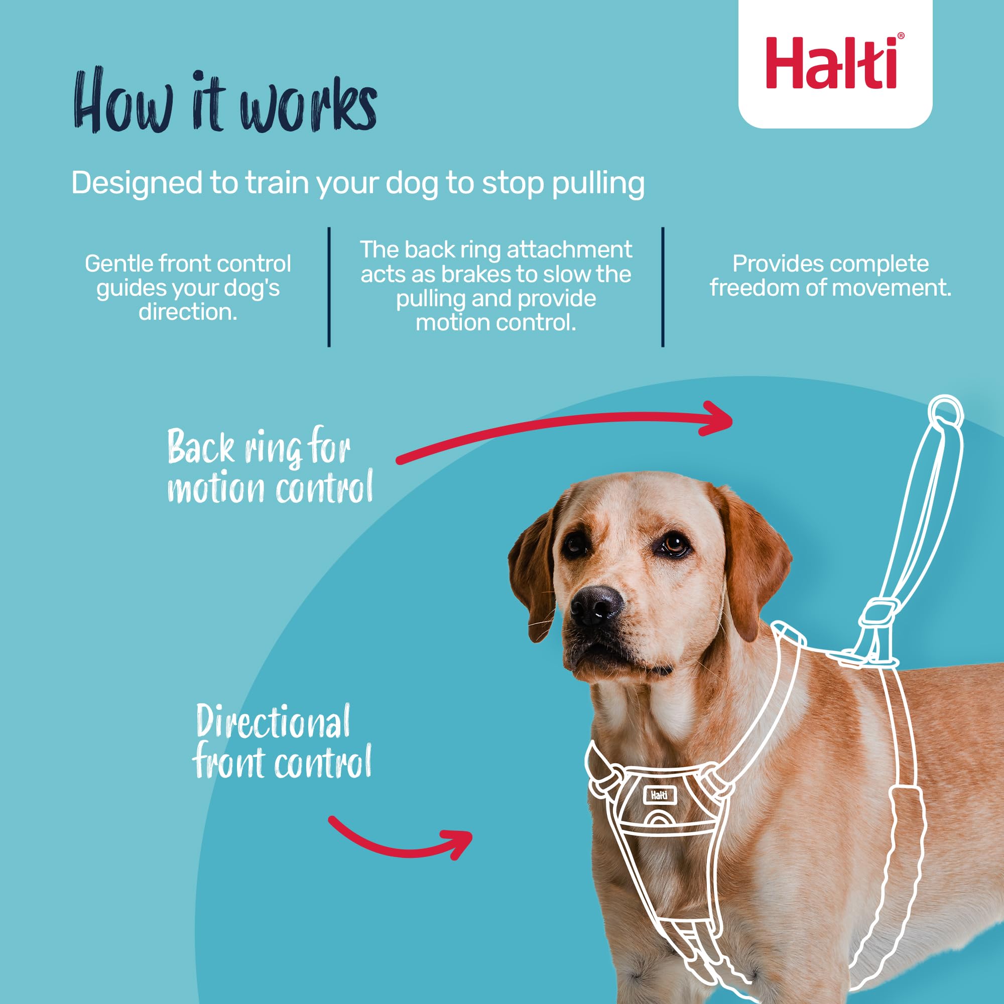 Halti No Pull Dog Harness - Stops Pulling | Size M | Pink