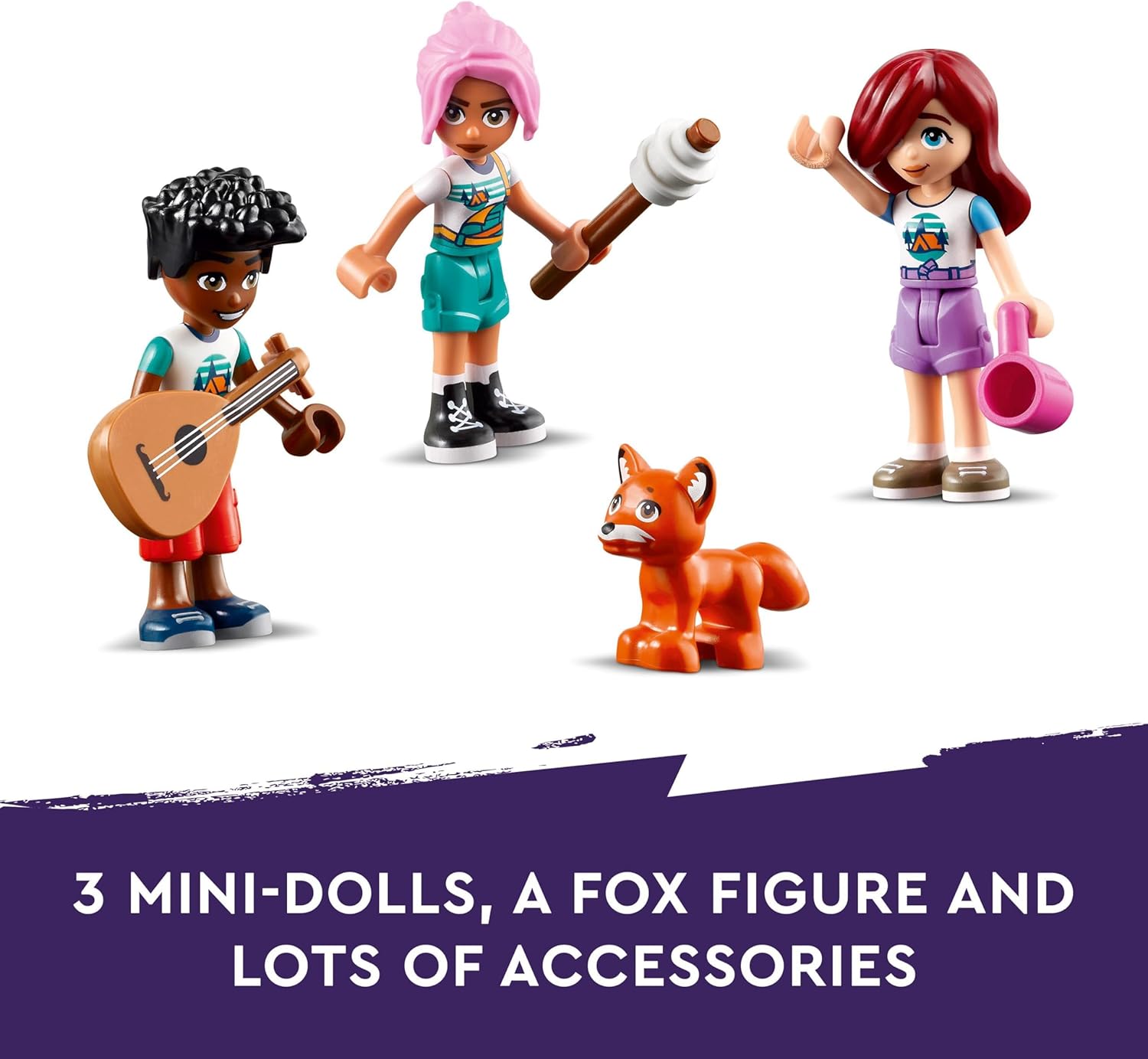LEGO Friends Adventure Camp Cosy Cabins - Camping Playset with Mini-Dolls & Bikes for Ages 7+