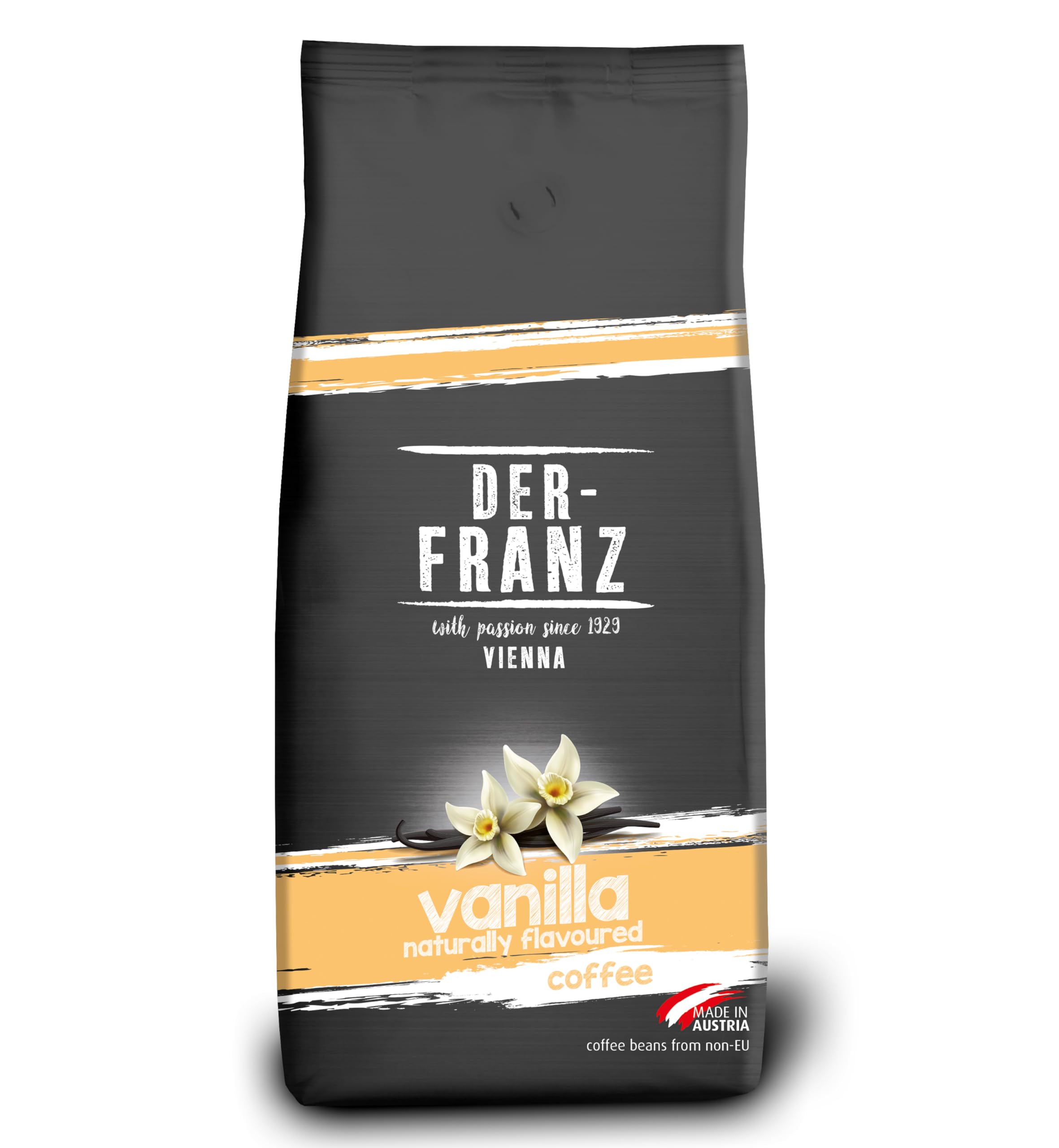 Der-Franz Vanilla Flavored Whole Coffee Beans - Arabica/Robusta Blend | Intensity 3/5 | 1kg 1