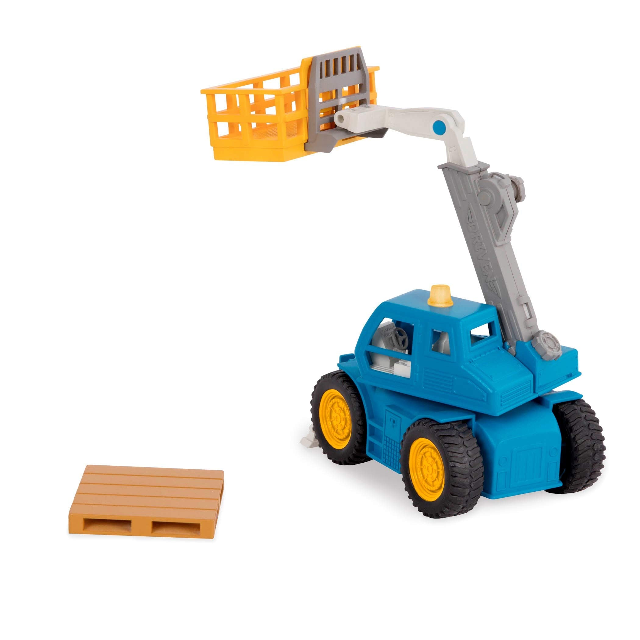 Driven by Battat Micro Telehandler - Toy Crane Truck with Extendable Arm, Lights & Sound