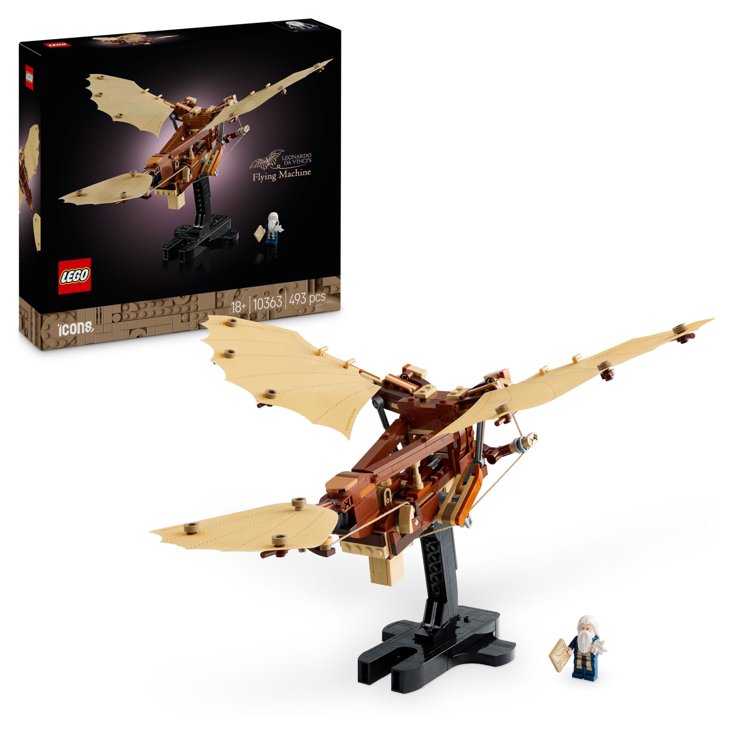 LEGO Icons Leonardo da Vinci’s Flying Machine Building Set 10363 for Adults | Ages 18+