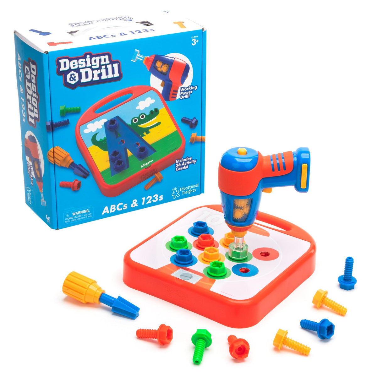 Educational Insights Design & Drill ABCs & 123s Play Tools - 50 Bolts