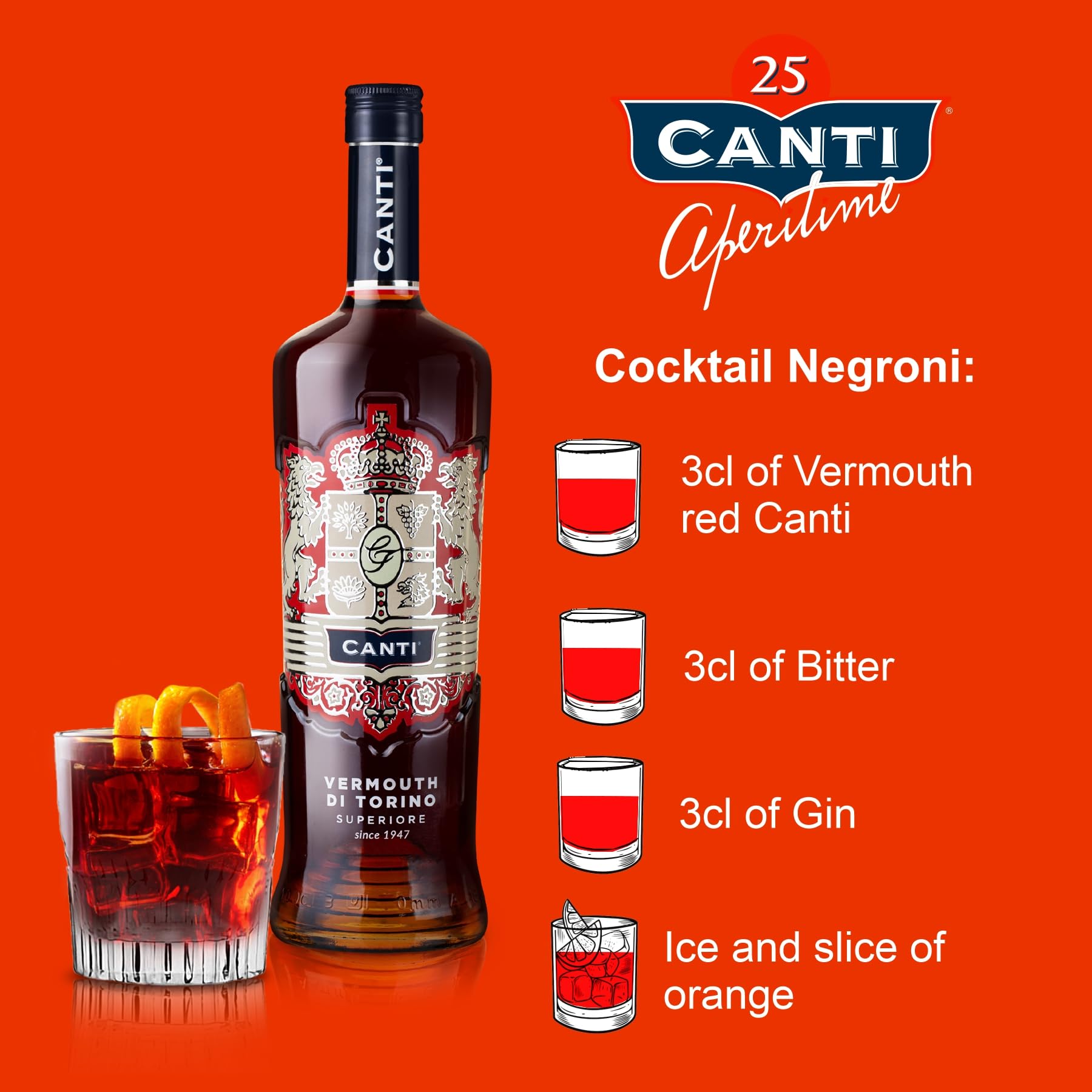 Canti - Superior Red Vermouth from Turin 18% (750ml) 3