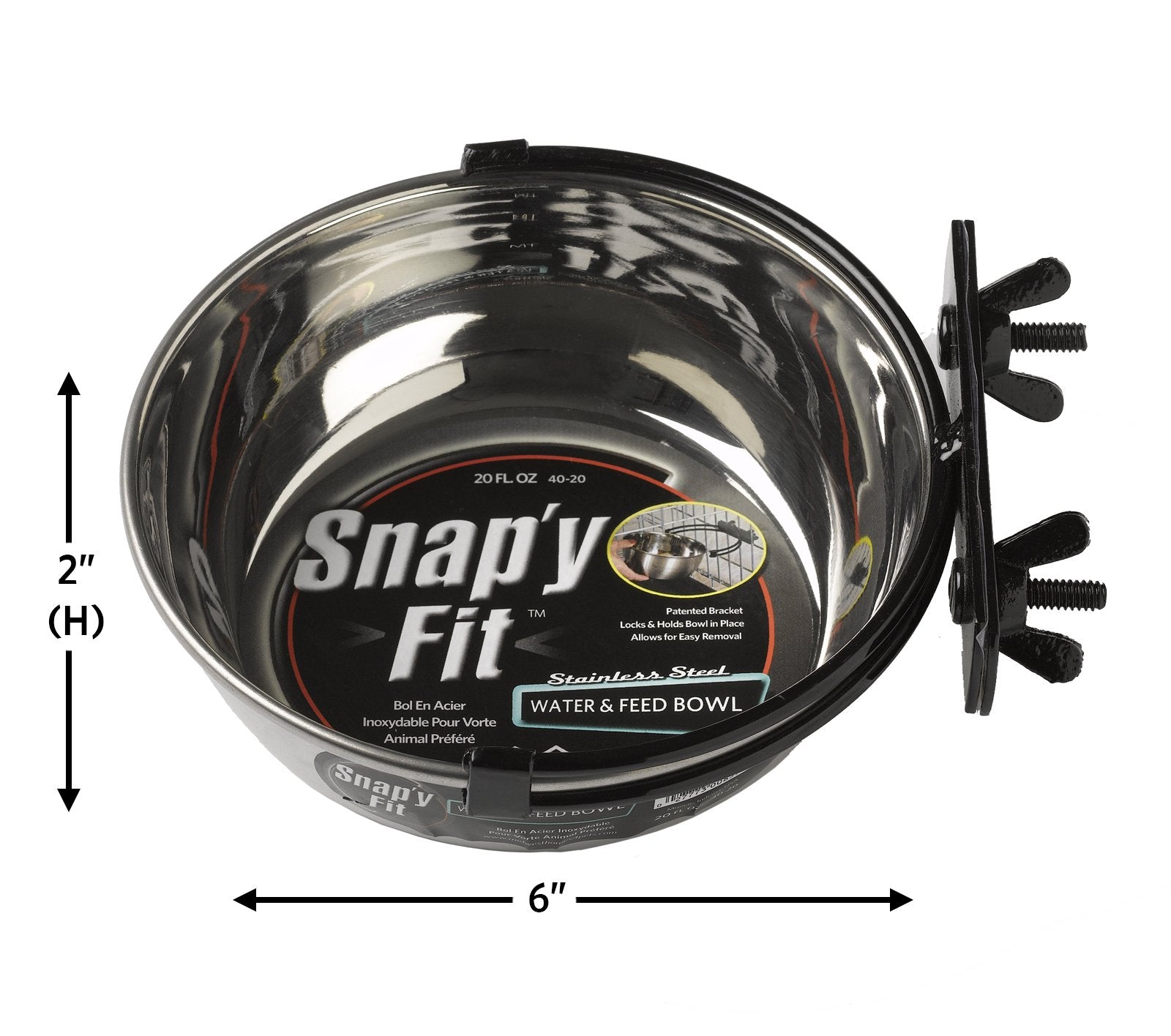 MidWest Homes for Pets Snap'y Fit Stainless Steel Bowl - Spill Proof | 20 oz Capacity | Attaches to Crate 4