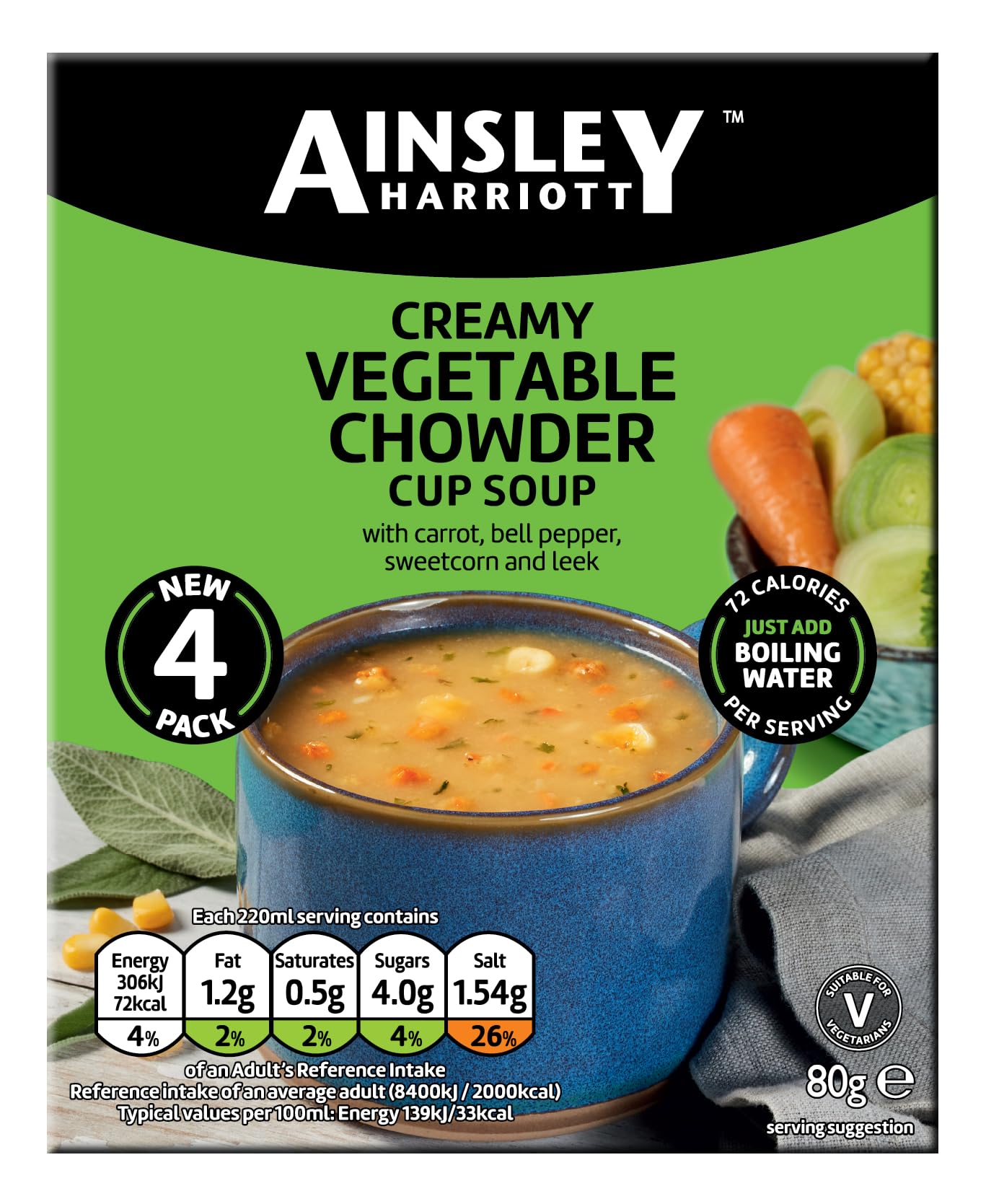 Ainsley Harriott Creamy Vegetable Chowder Soup Mix - 8 Sachets | 80g Per Sachet | Quick & Easy 1