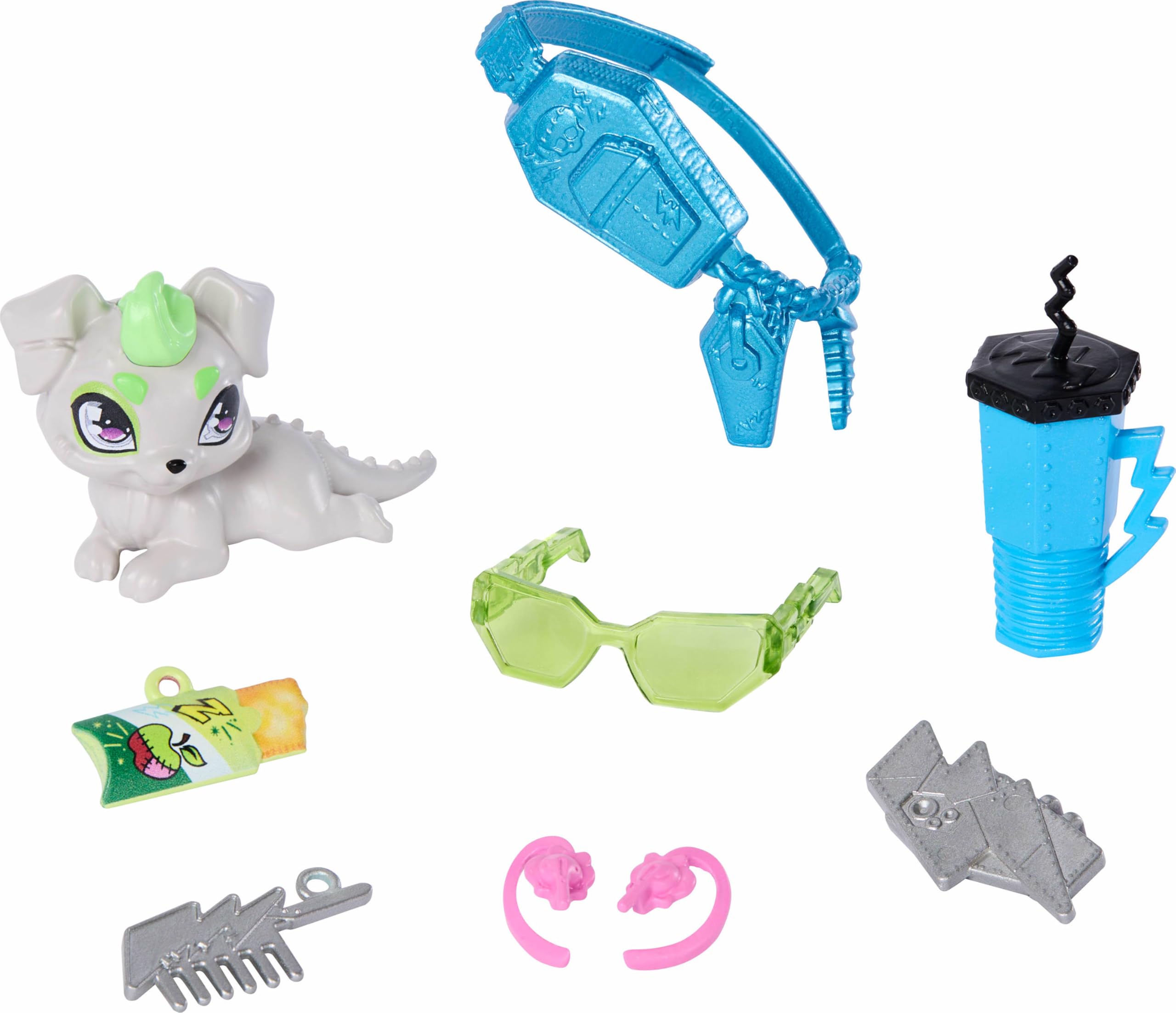 Monster High Frankie Stein Doll with Pet Watzie and 7 Accessories | Ages 4+ | JHK31 5