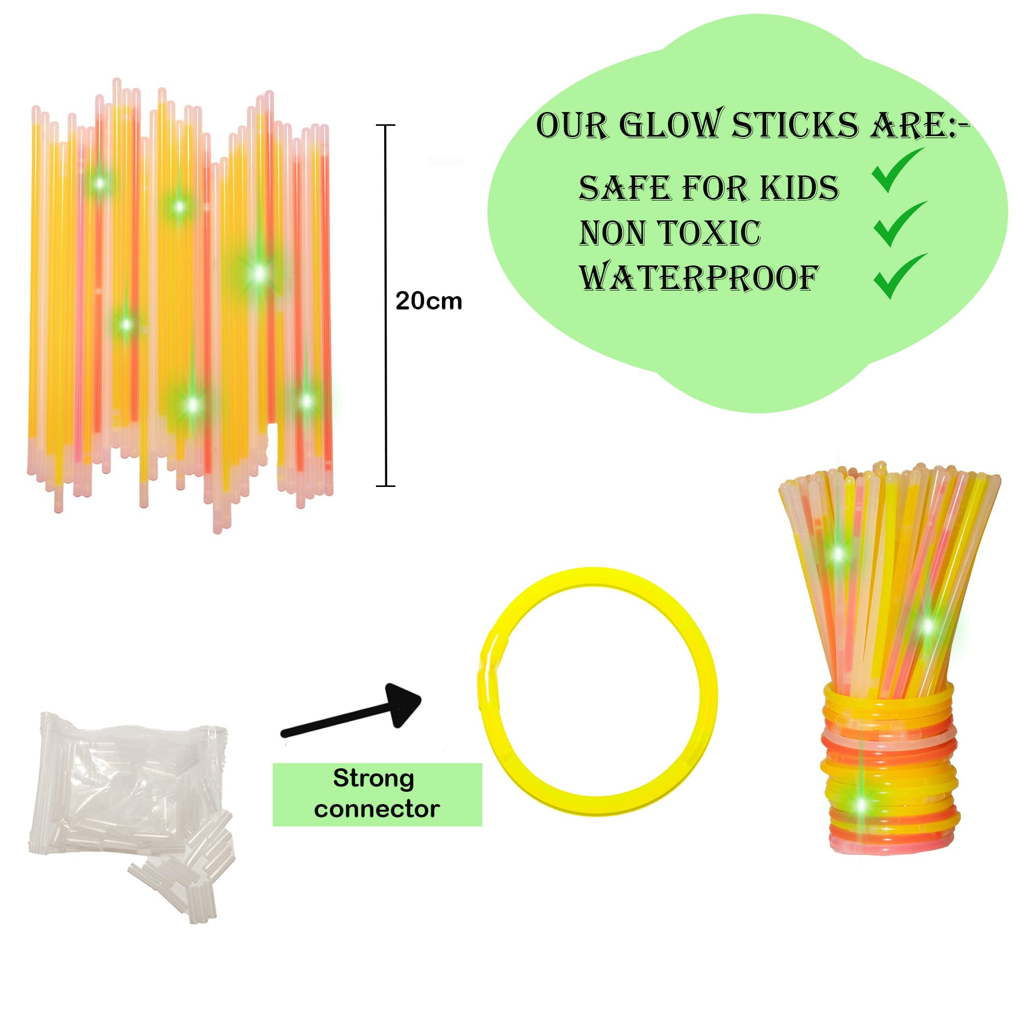 SHATCHI Glow Sticks Pack 400Pcs - Non-Toxic, Long-Lasting Neon Glowsticks for Parties | Unisex Children 3
