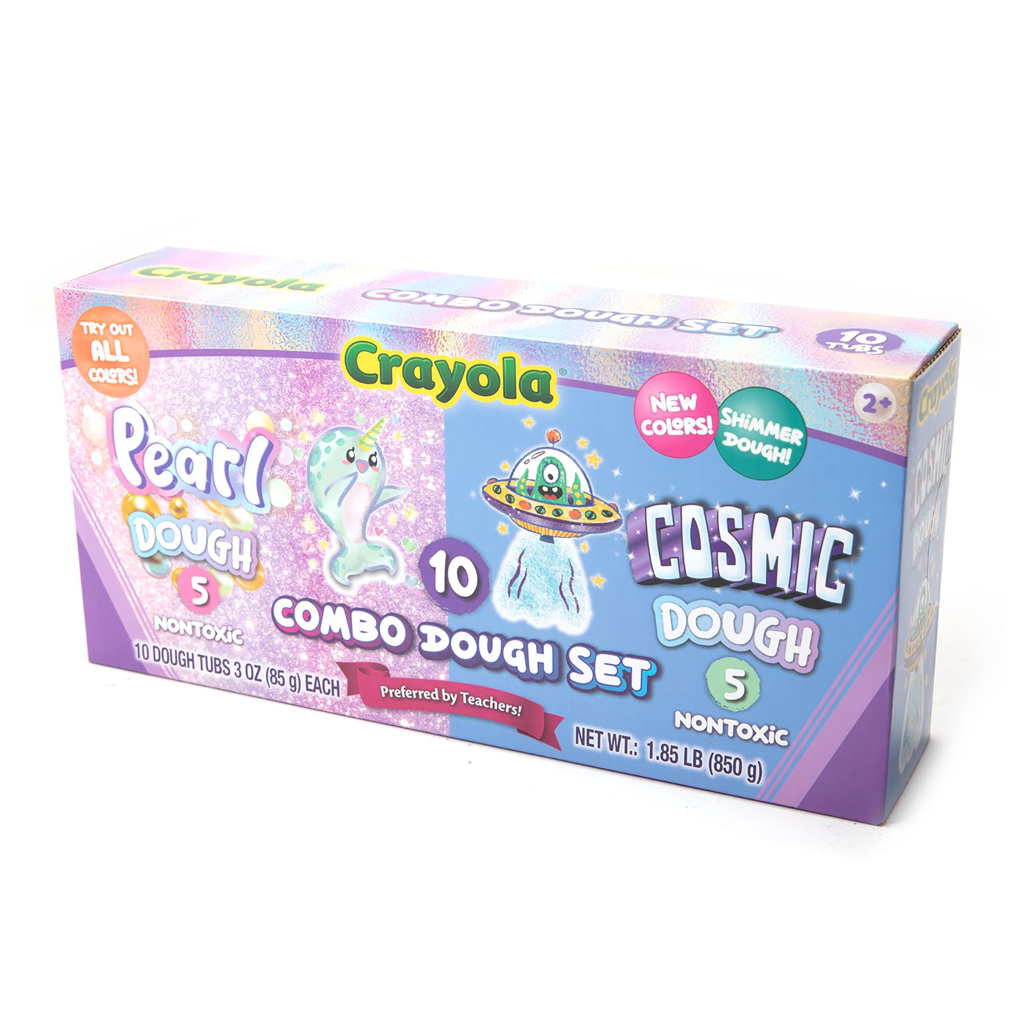 CRAYOLA Pearl and Cosmic Dough Combo Set - 10 Pack (3oz Tubs) | Shimmering Effects 1