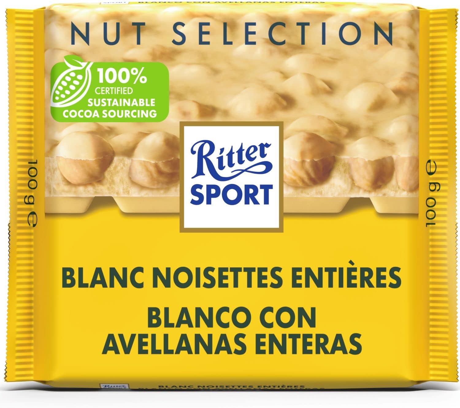 Ritter Sport White Whole Hazelnut Chocolate Bar 100g (Pack of 10) 6