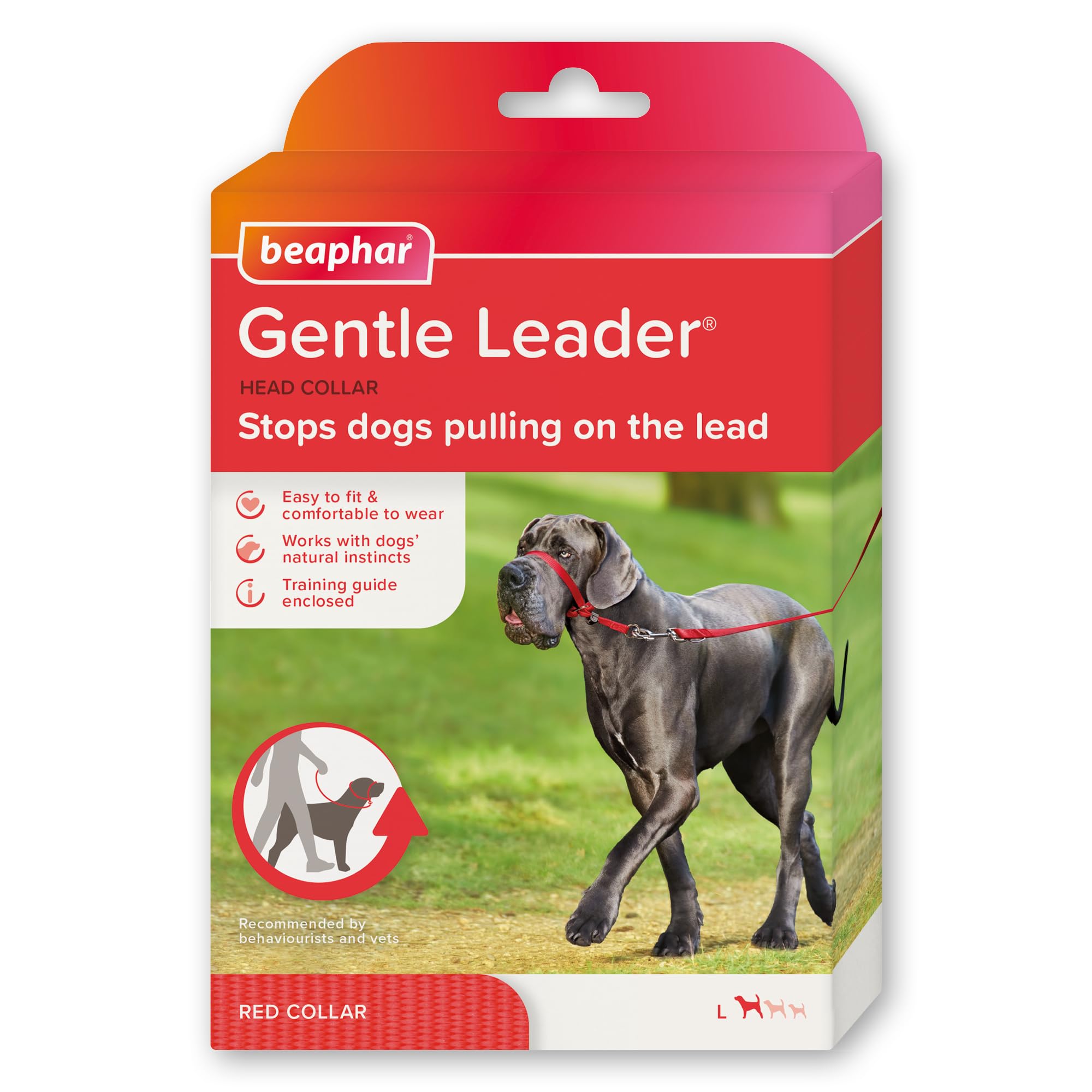 Beaphar Gentle Leader Headcollar - Stops Pulling | Large Dogs | Red 1