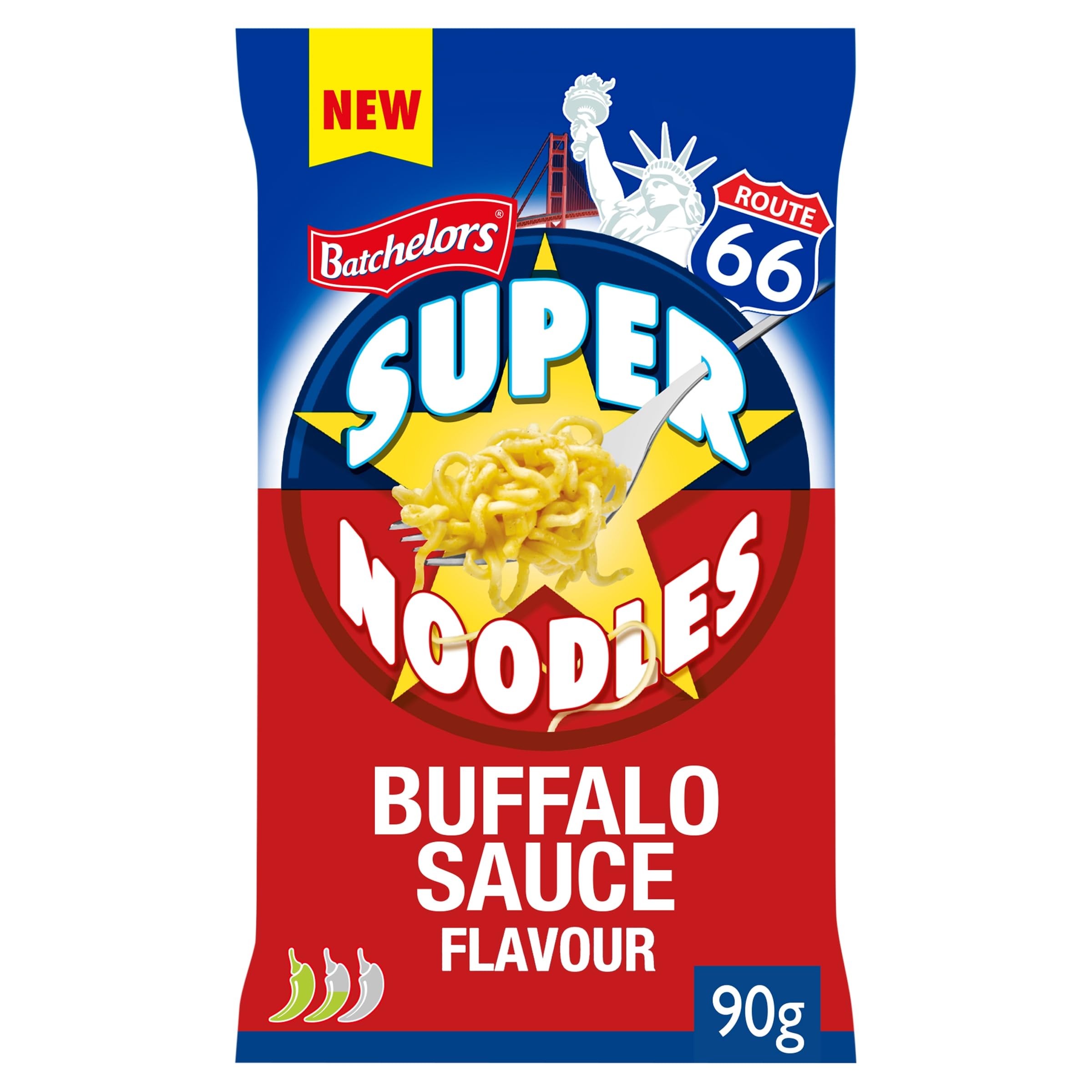 Batchelors Super Noodles - American Buffalo Sauce Flavour Instant Snack | 90g Pack 1