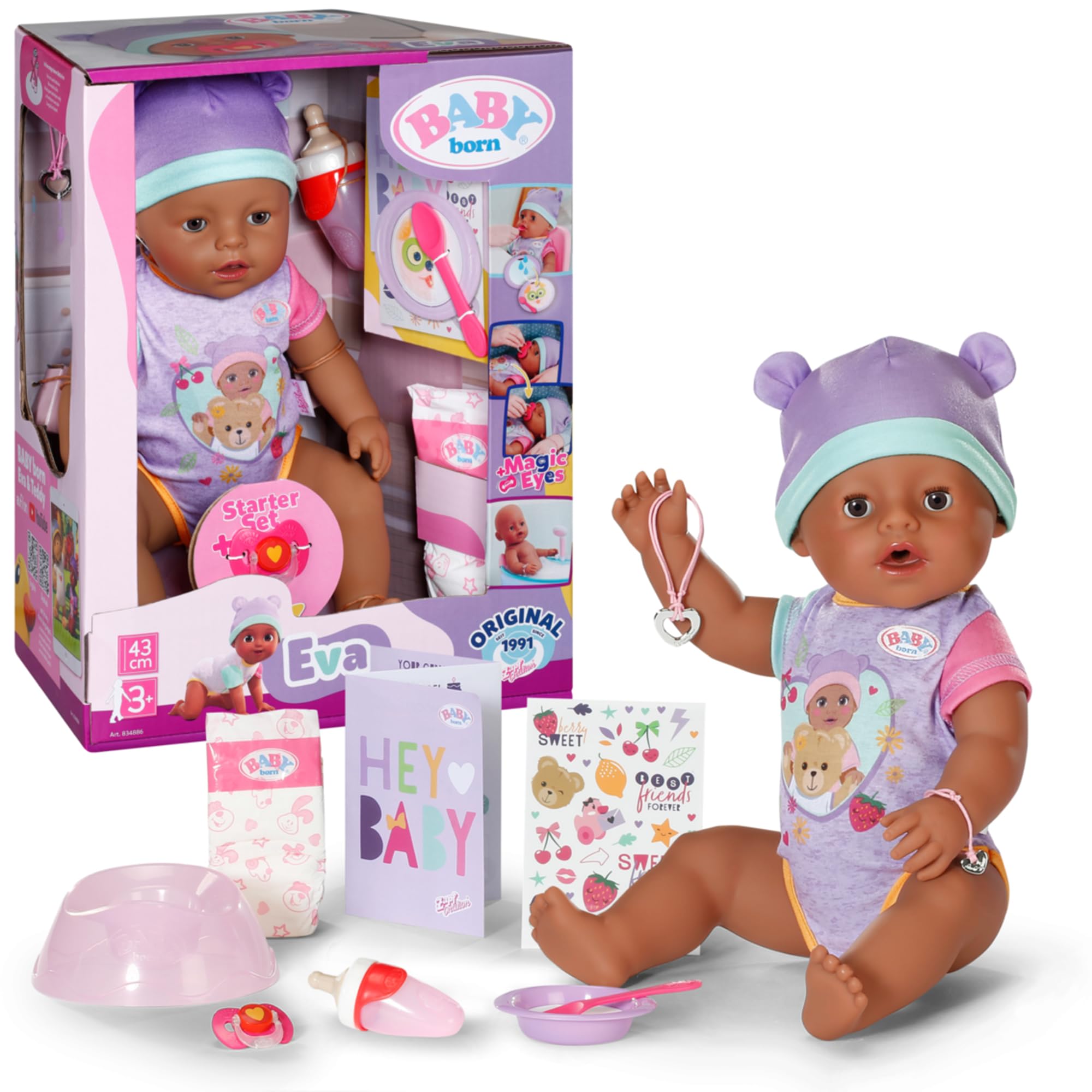 BABY born Eva 43 cm Doll - 10 Lifelike Functions | Multicoloured | Ages 3+ 1