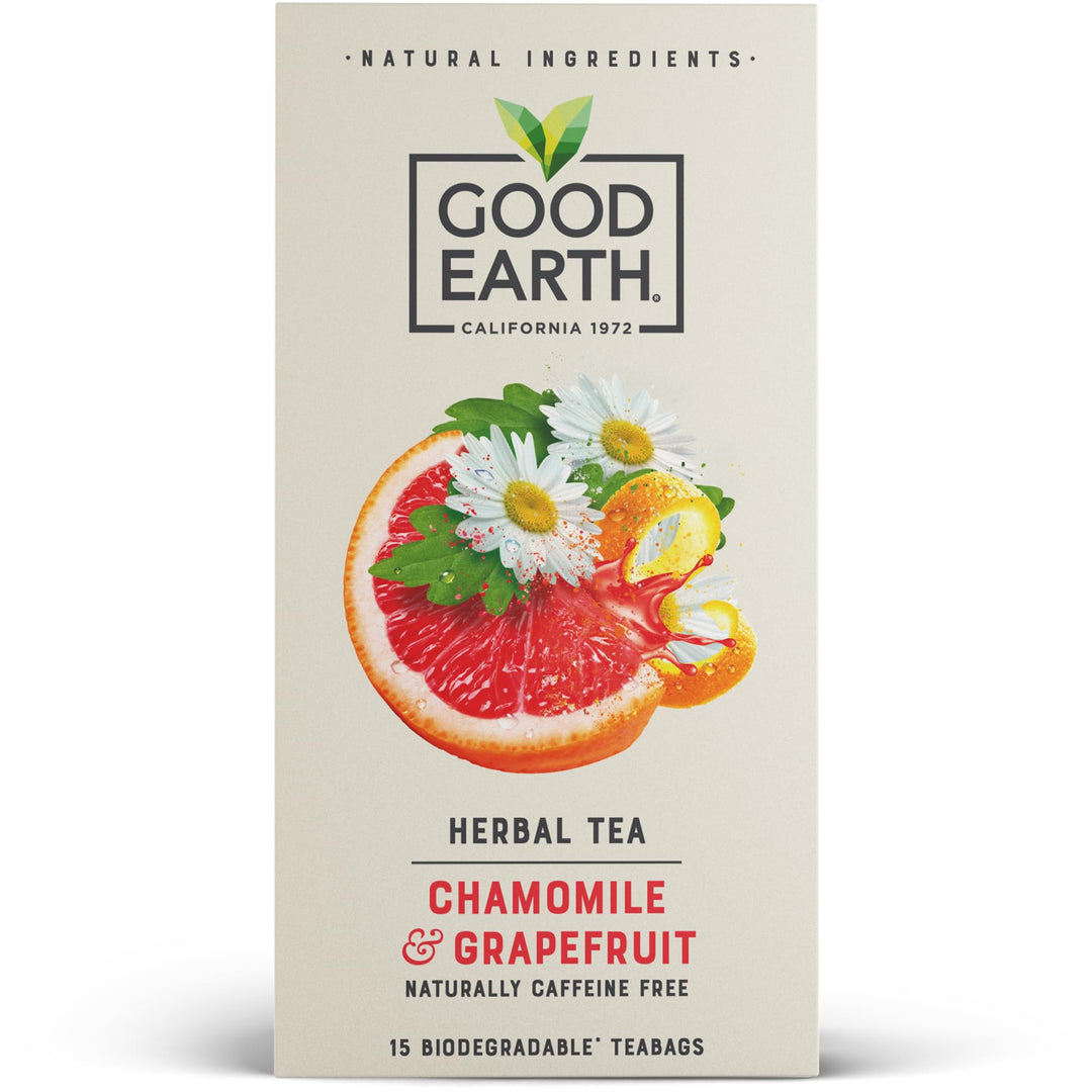 Good Earth Tea Co. Chamomile & Grapefruit Tea Bags - Naturally Caffeine-Free Herbal Infusion