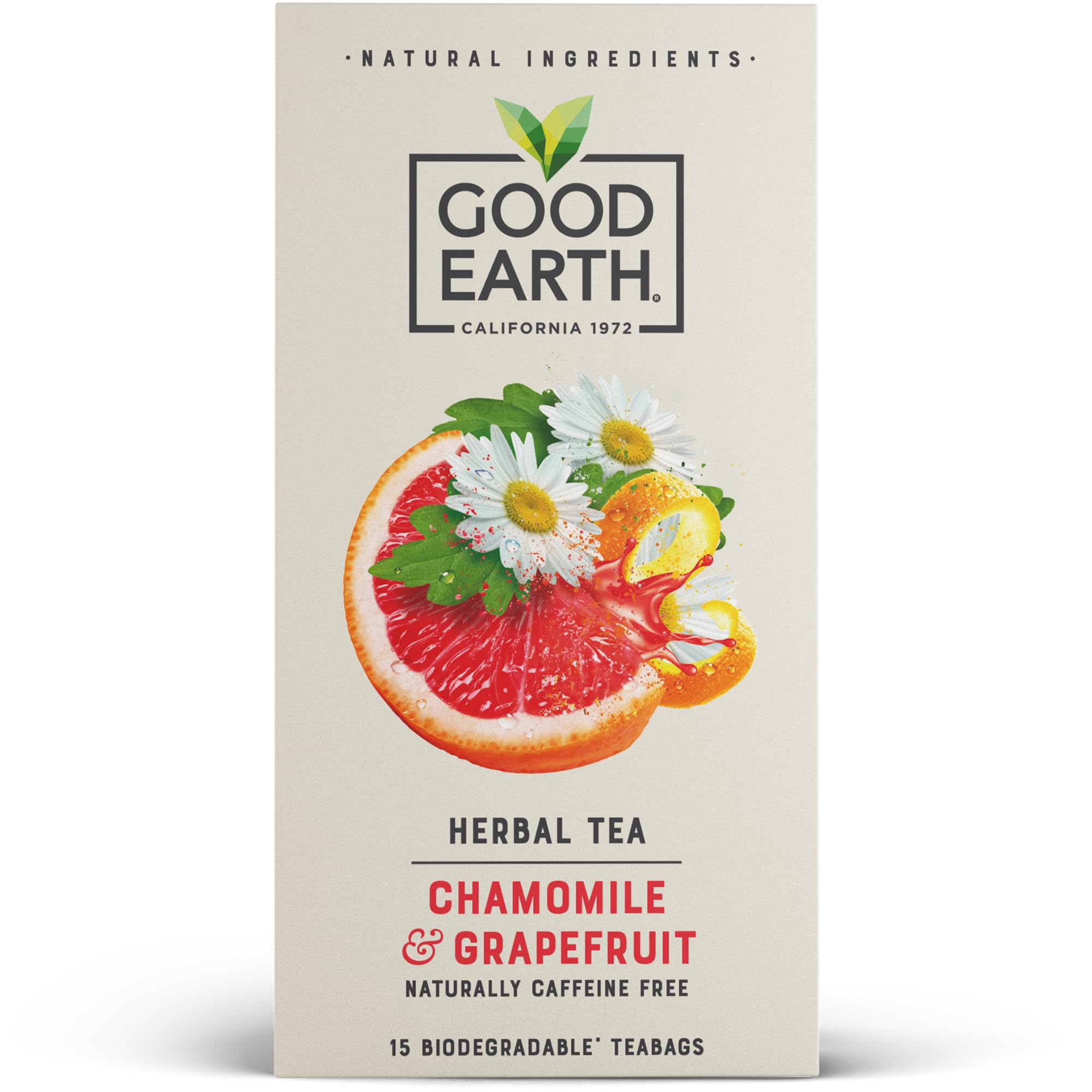 Good Earth Tea Co. Chamomile & Grapefruit Herbal Tea Bags - Naturally Caffeine Free | 15 Count 1