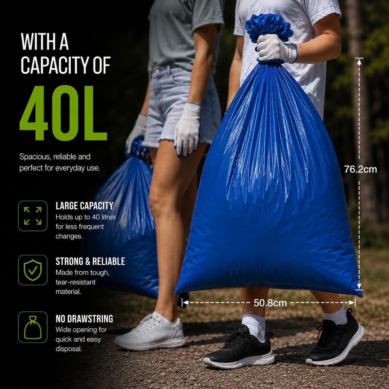 EcoBag Rubble Sacks - Heavy Duty Bin Liners | 40 Litre Capacity | 20 Count 6