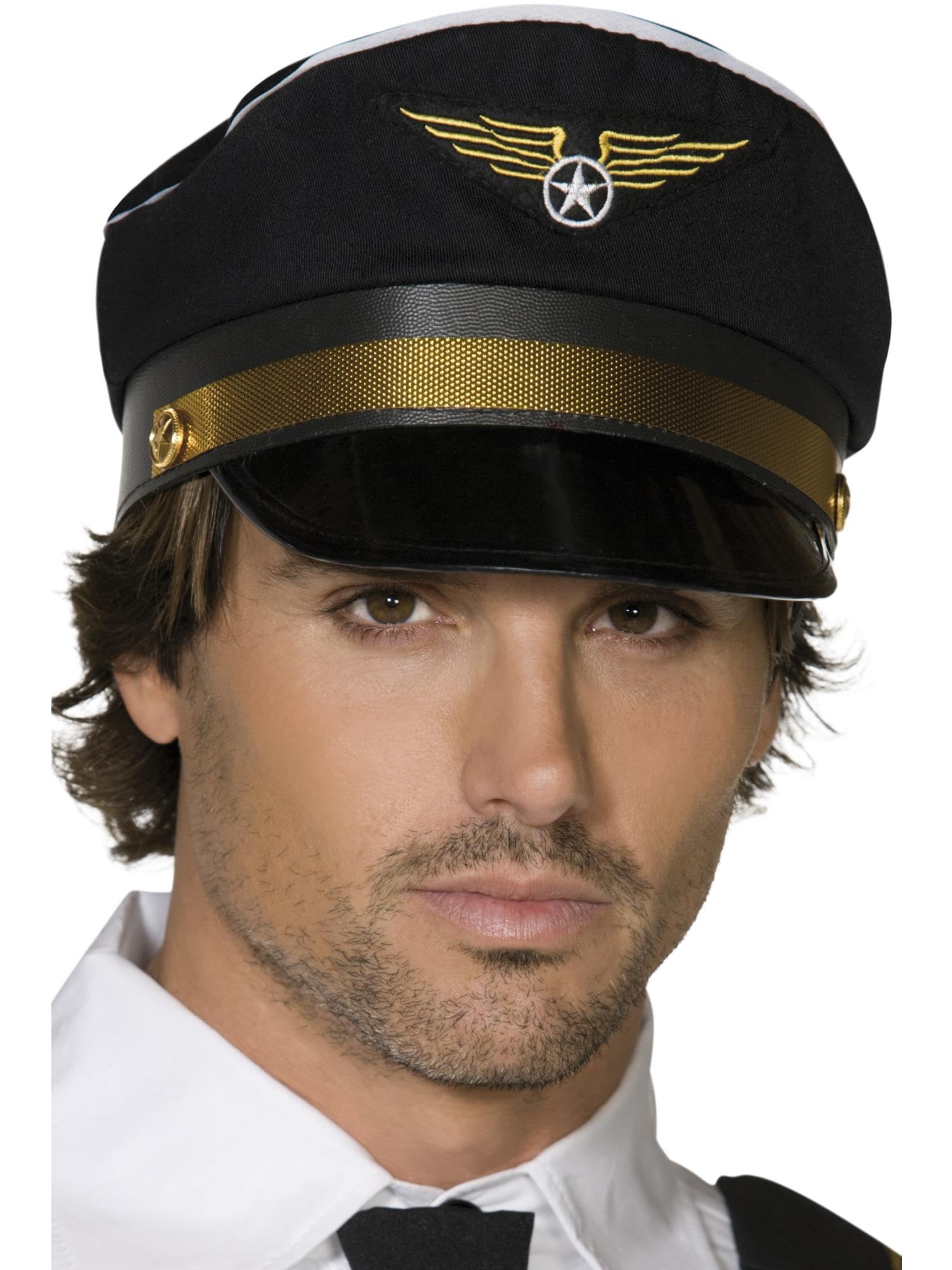 Smiffys Pilot's Cap Black - Icons & Idols Fancy Dress Costume Accessory 1