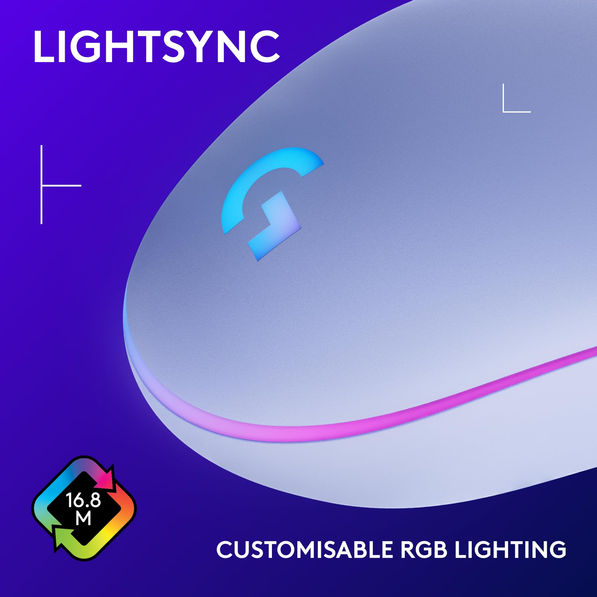 Logitech G203 LIGHTSYNC Gaming Mouse - 8K DPI, 6 Programmable Buttons, Customizable RGB, Lightweight Design, Lilac 14