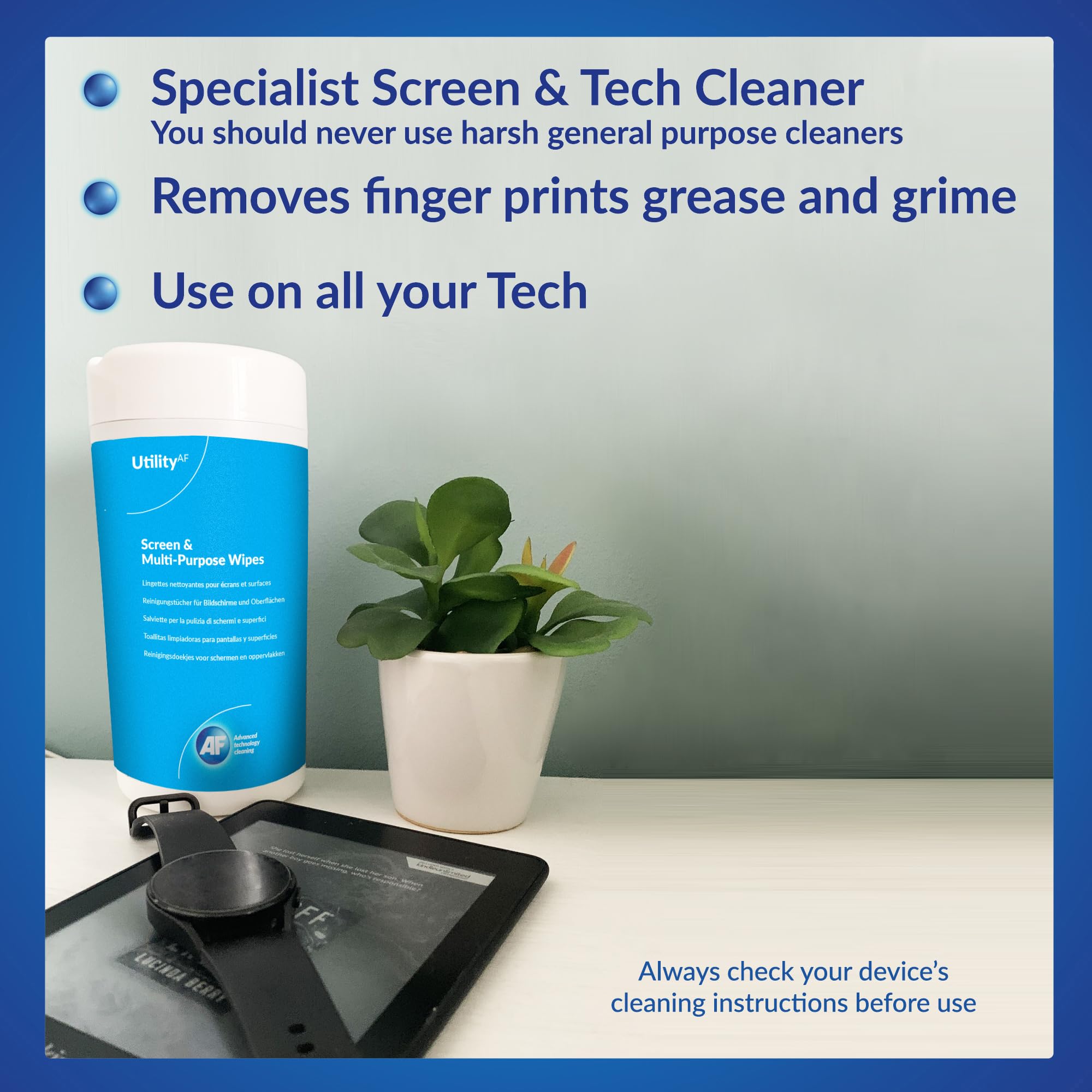 AF Utility Screen and Keyboard Cleaning Wipes - 60 Count Pre-moistened Anti-Static Formula 2