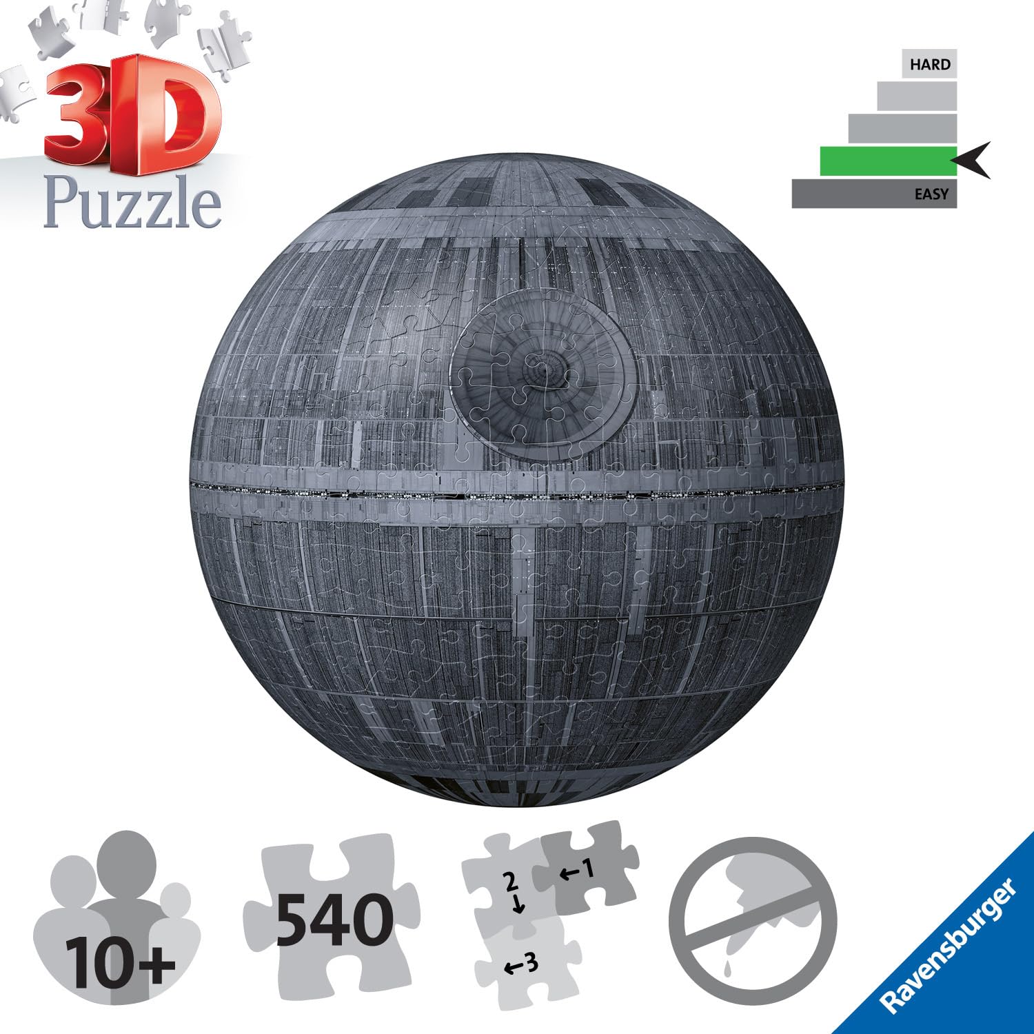 Ravensburger Star Wars Death Star 3D Puzzle - 540 Pieces | No Glue Required | Age 10+ 3