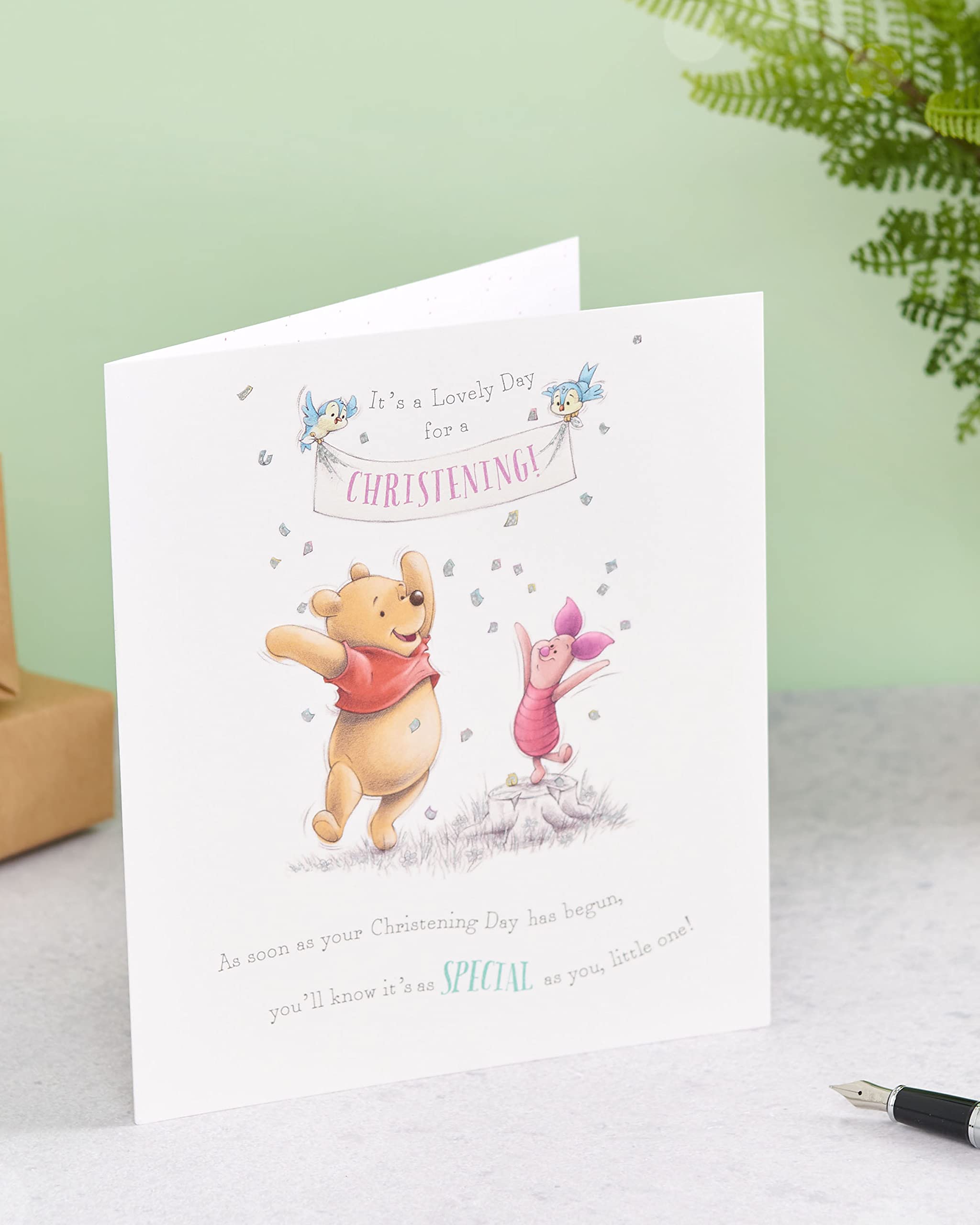UK Greetings Winnie the Pooh Christening Greeting Card | Embossed & Foil Finish | 165 x 190 mm 3