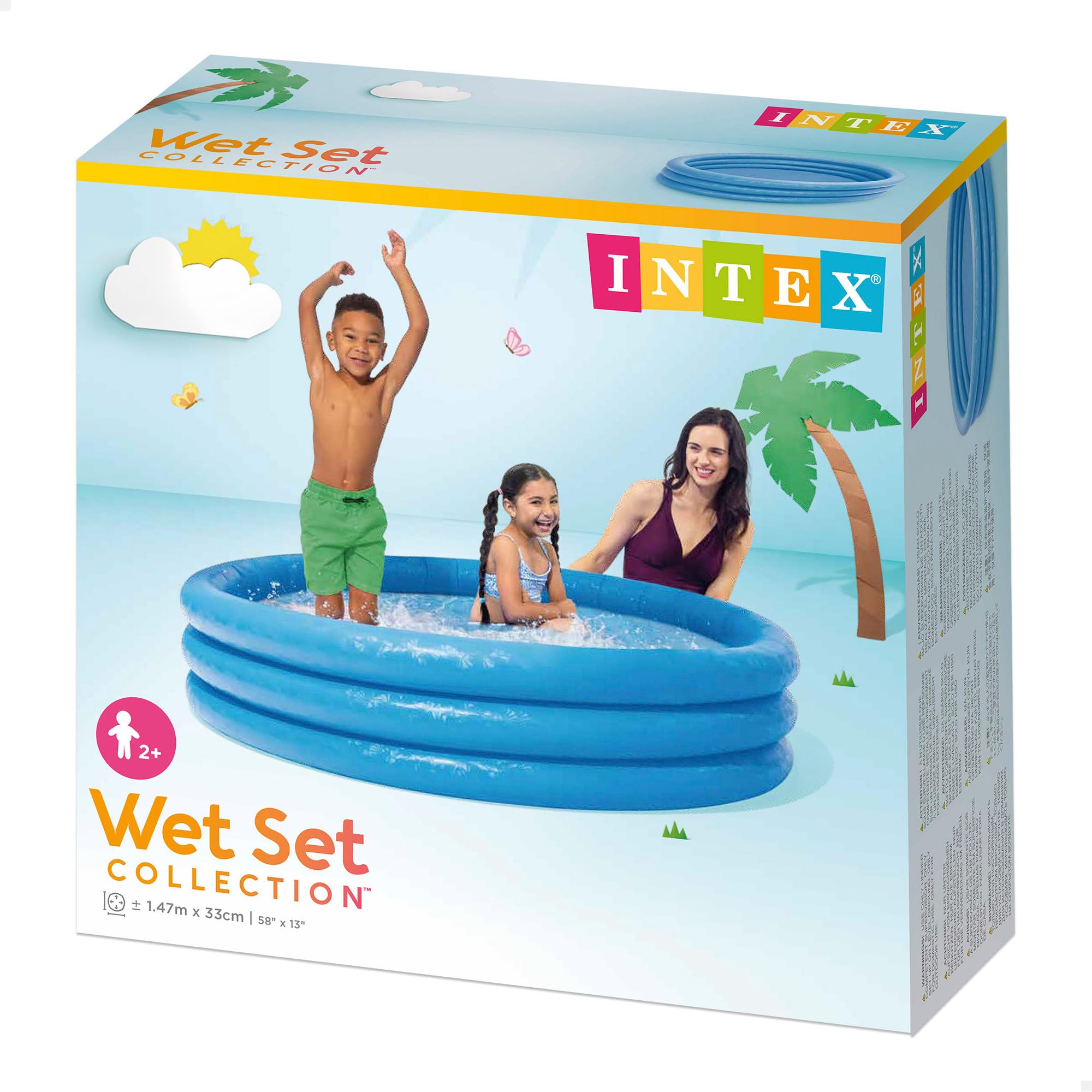 Intex Crystal Blue Inflatable Paddling Pool - 147cm x 33cm, 288 Litre Capacity, Ages 3+ 3