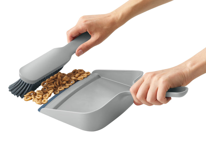 Joseph Joseph CleanTech Wall-mounted Indoor Dustpan & Brush Set in Stone