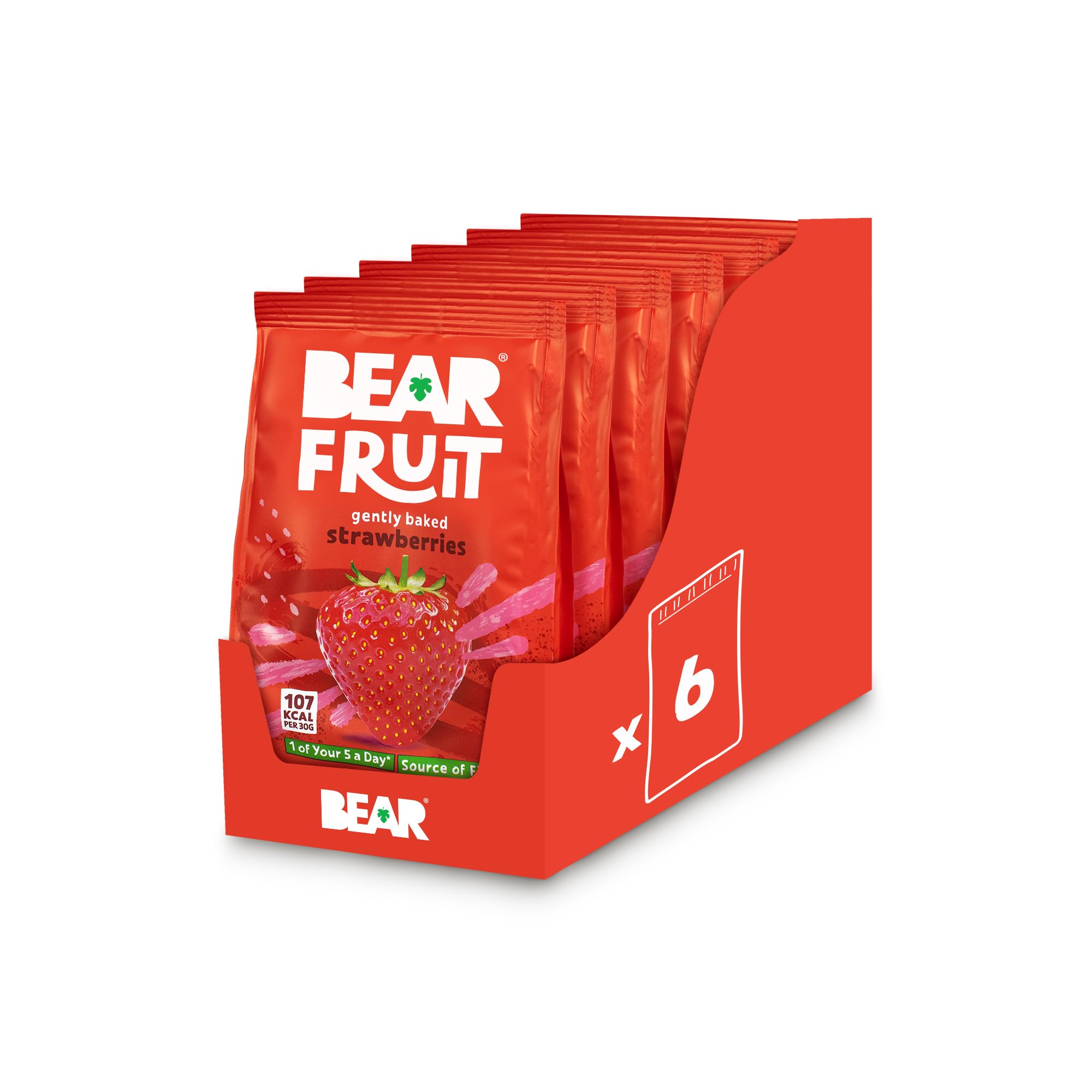 BEAR Fruit Strawberry Sharing Pack - Gently Baked Dried Fruit - Vegan, No Added Sugar - 8 x 90g 1