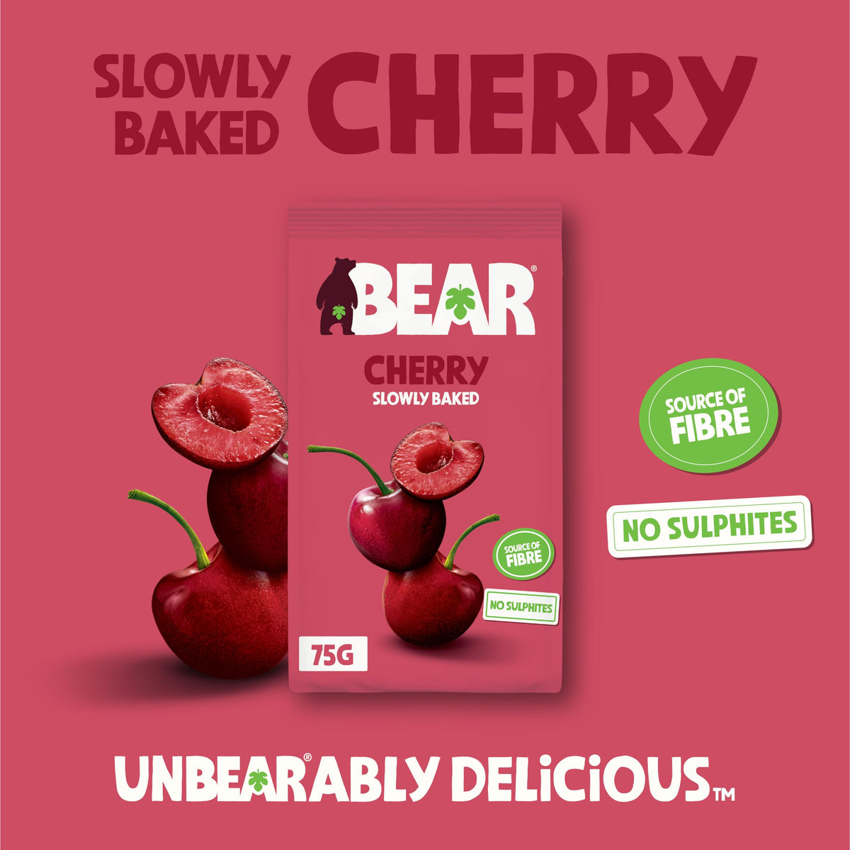 BEAR Dried Cherries - 75g - Pack of 8