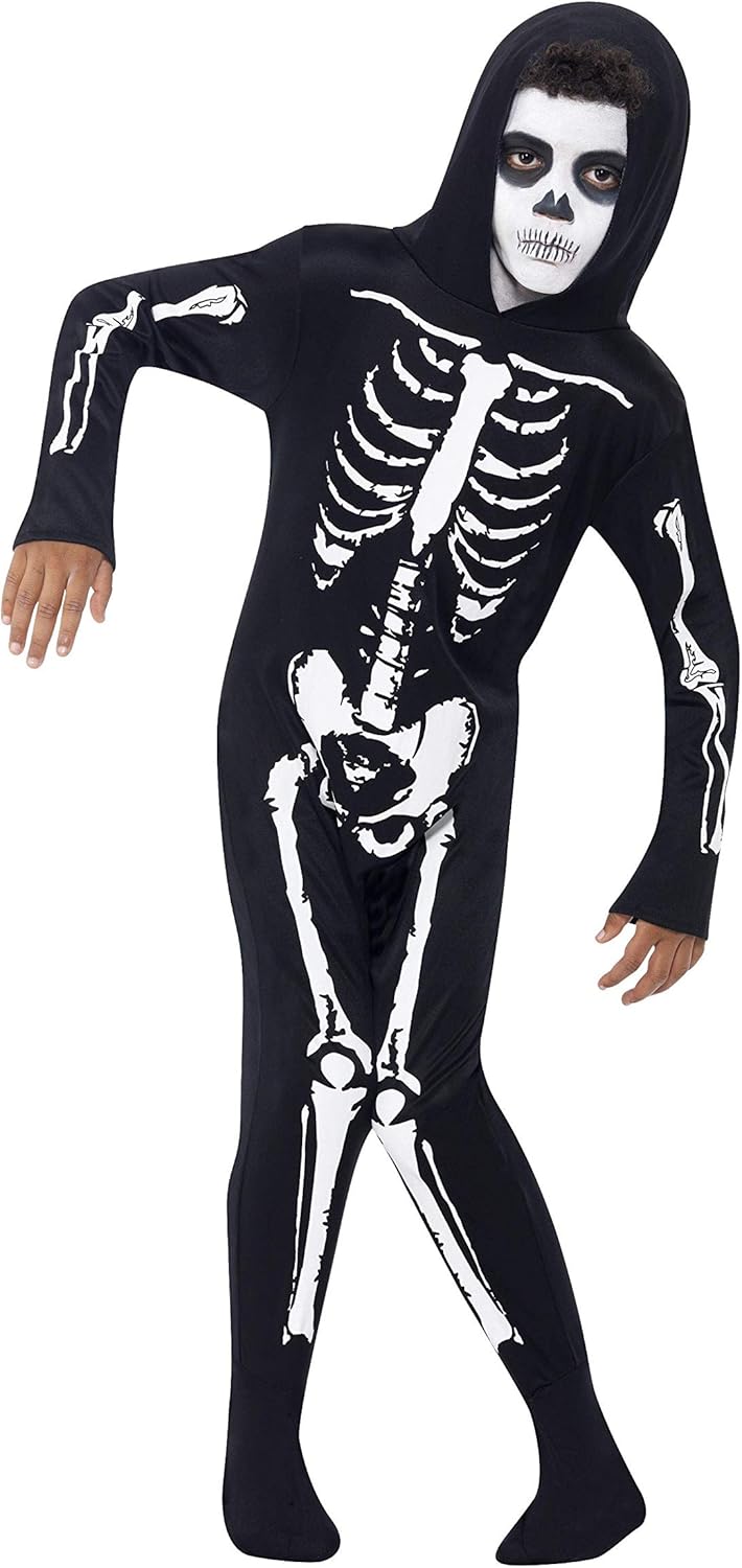 Smiffys Skeleton Costume - All in One Jumpsuit with Hood, Size S 1