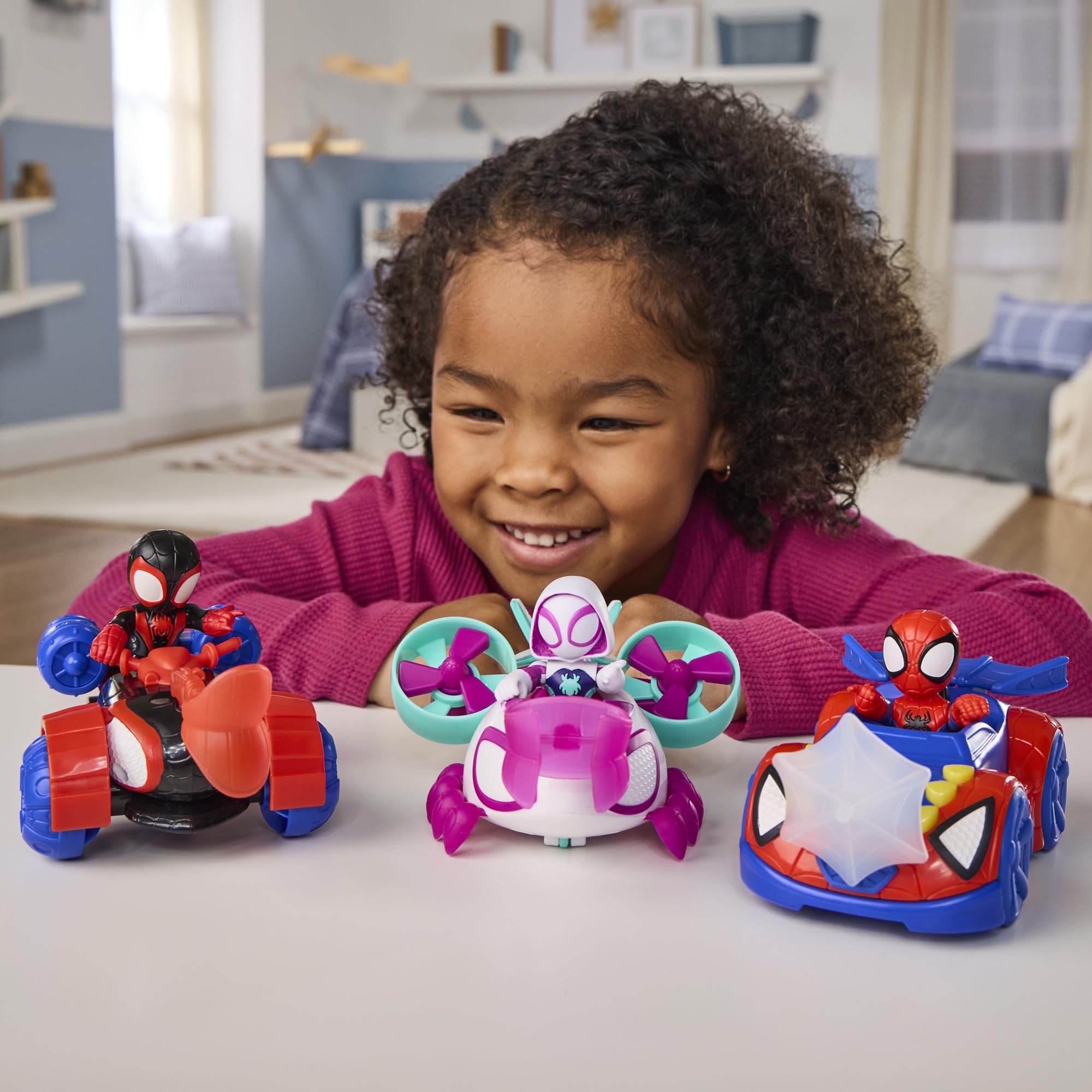 SPIDEY AND HIS AMAZING FRIENDS Ghost-Spider Copter Toy Vehicle with 3-inch Poseable Figure | Ages 3+ 8