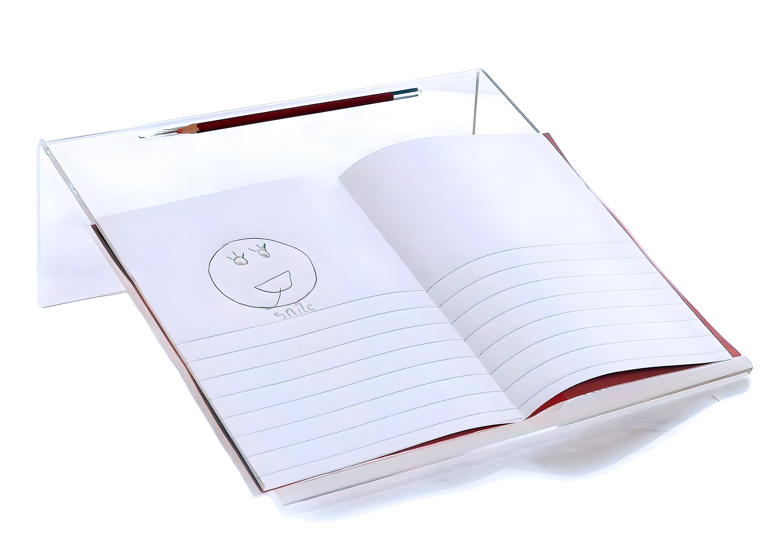 Playlearn Clear Acrylic Ergonomic Writing Slope - 20 Degree Angle, Extra Wide 35cm | Pen Holder Groove