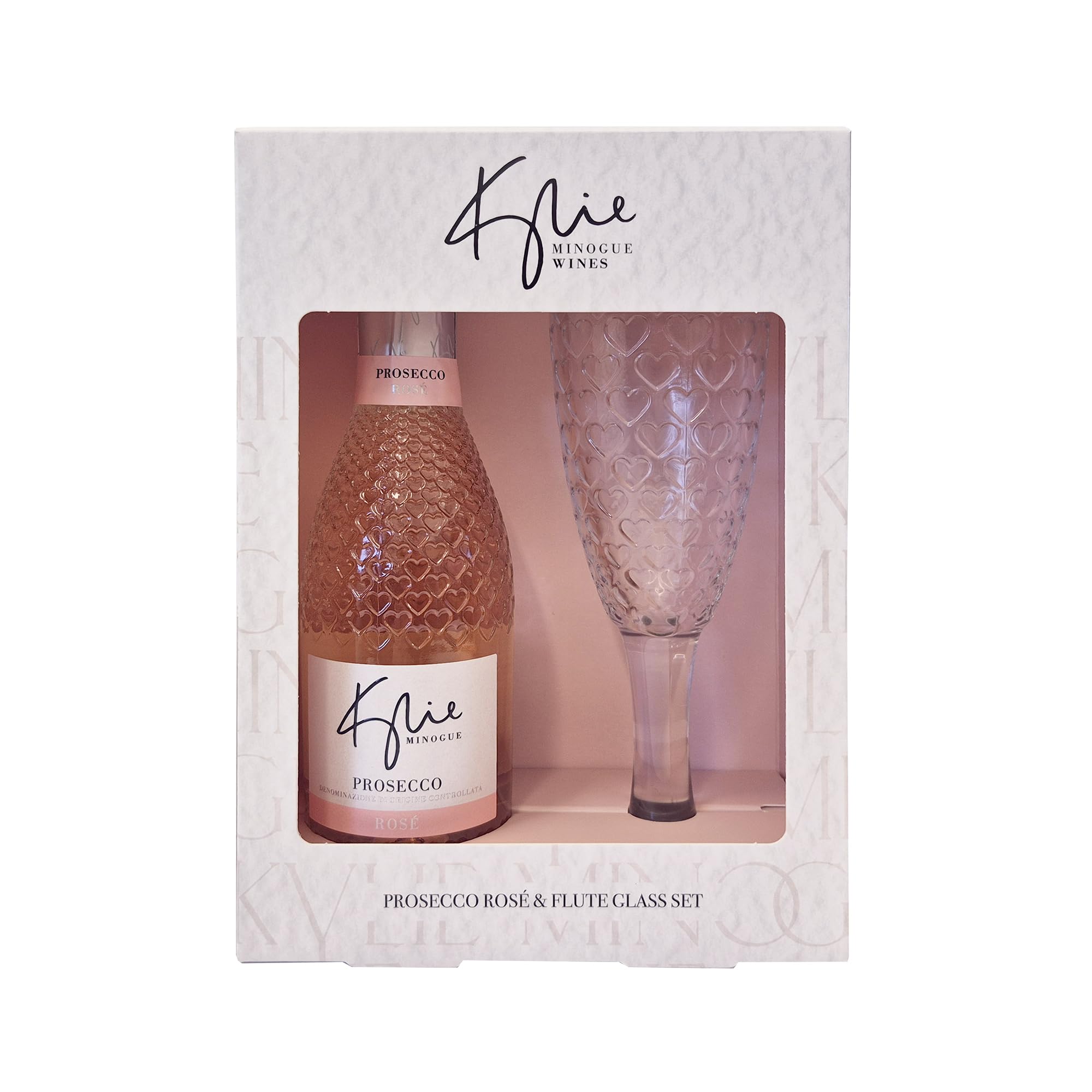 Kylie Minogue Miniature D.O.C. Rosé Prosecco Gift Set with Heart Flute Glass (20cl) 5