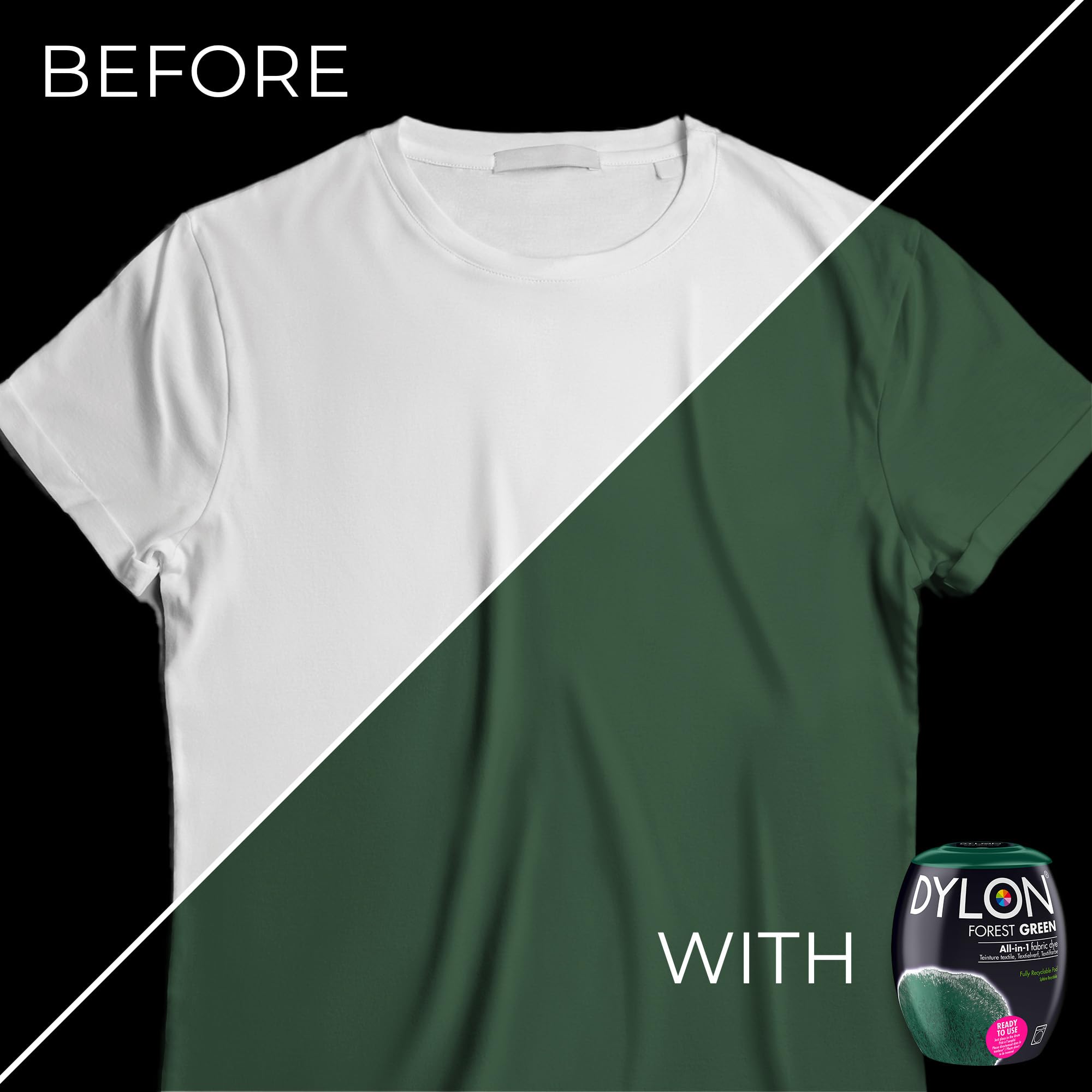 Dylon Washing Machine Fabric Dye Pod - Forest Green | Intense Color | Up to 600g Capacity 4