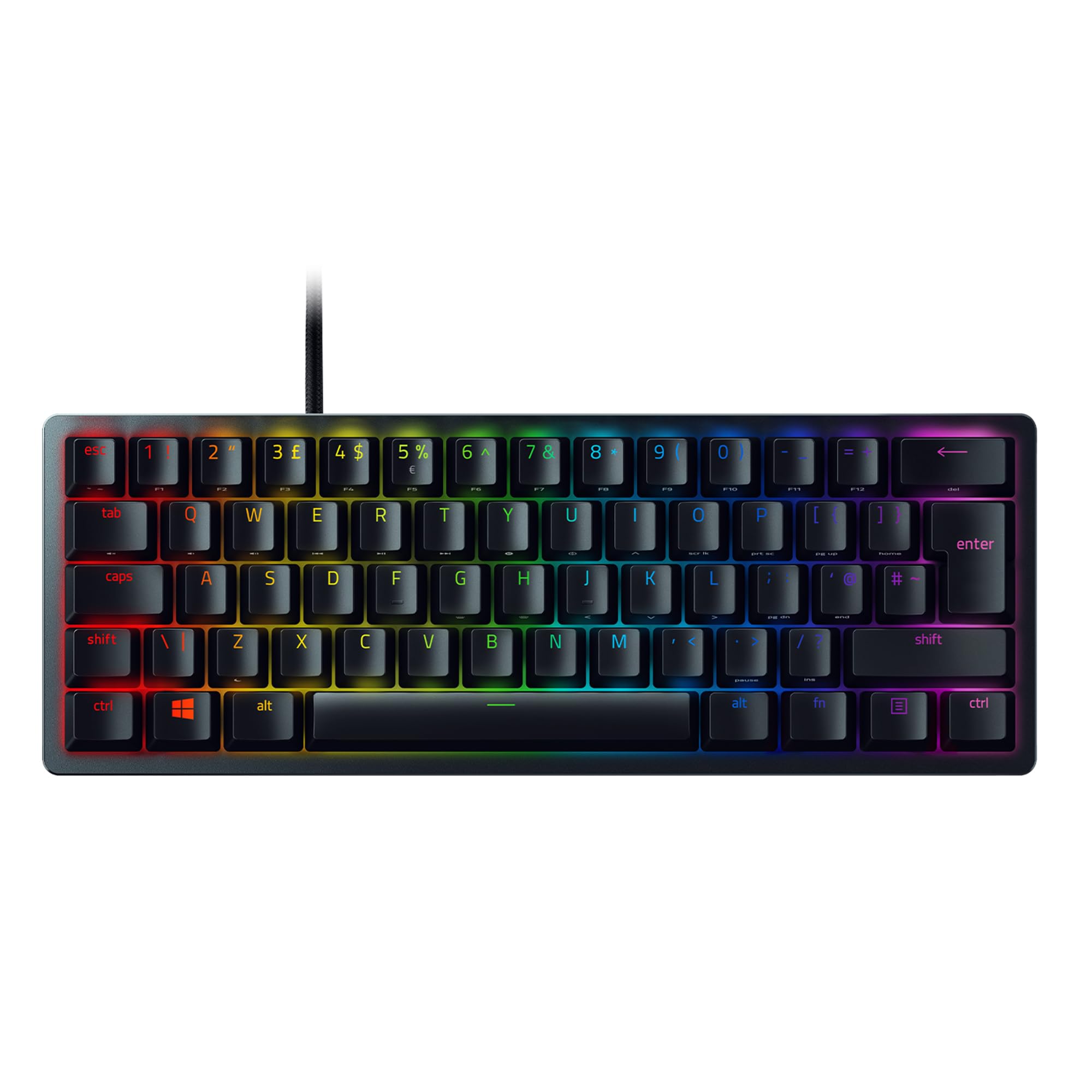 Razer Huntsman Mini - 60% Compact Gaming Keyboard with Purple Clicky Optical-Mechanical Switches, Doubleshot PBT Keycaps, Detachable USB-C Cable | UK Layout | Black 1