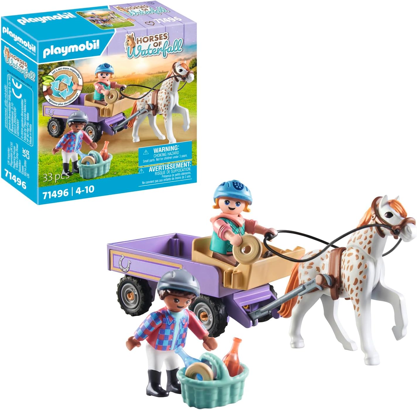 Playmobil 71496 Horses of Waterfall: Pony Carriage Playset for Kids 4+